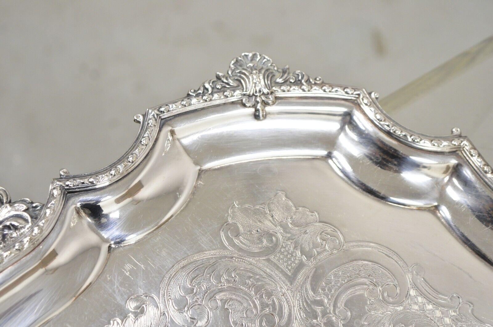 Victorian WA England Silver Plated Ornate Twin Handle Serving Platter Tray For Sale 2