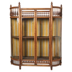 Victorian Wall Curio Cabinet with Ball and Stick Design