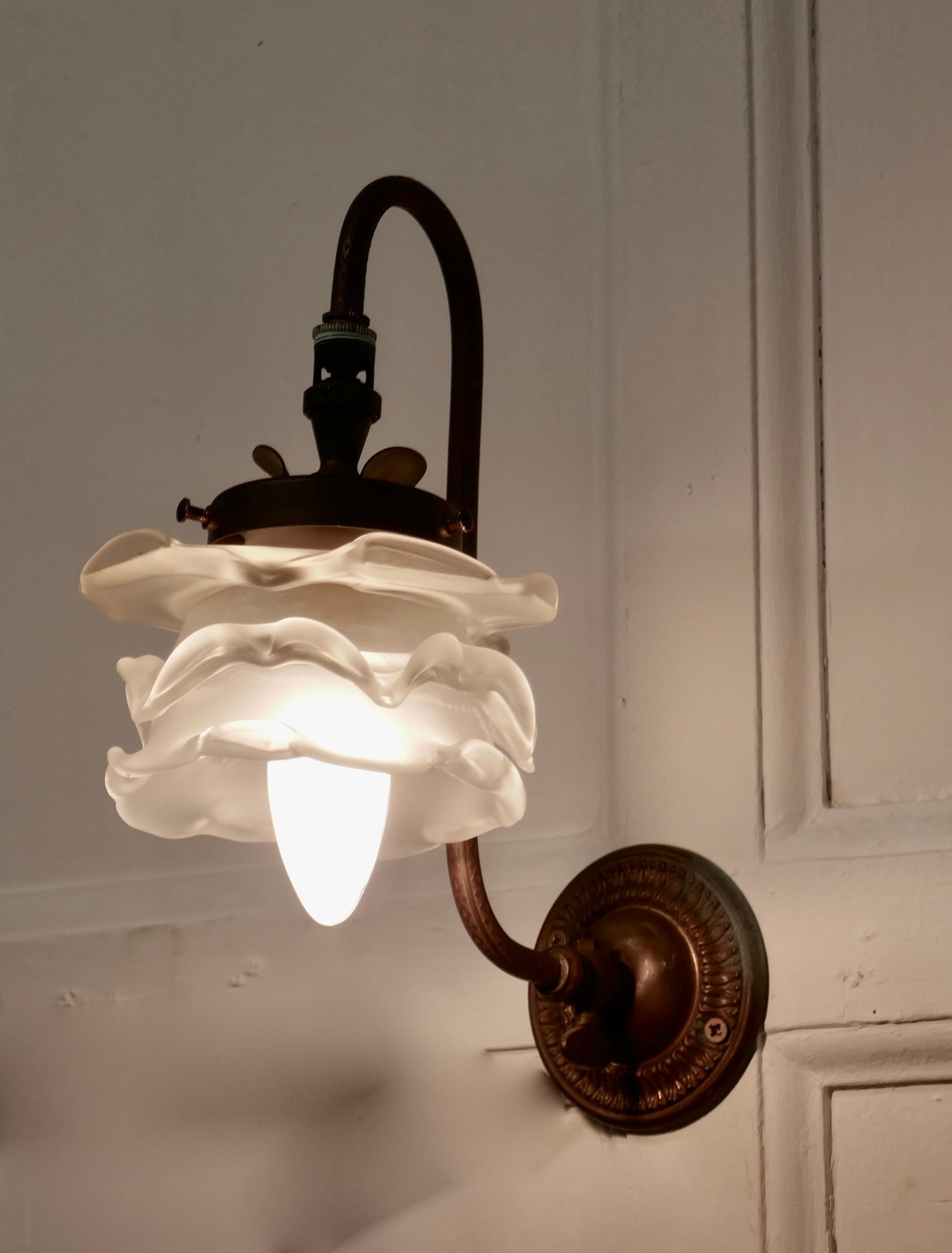 19th Century Victorian Wall Light with Flower Shade