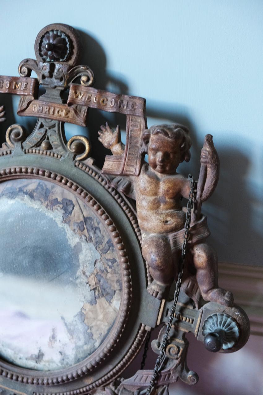 19th Century Victorian Wall Mirror Adorned with Putti For Sale