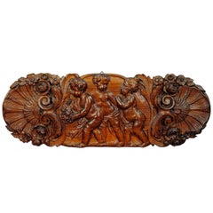 Victorian Wall Plaque with Cherubs, Hand Carved, circa 1920