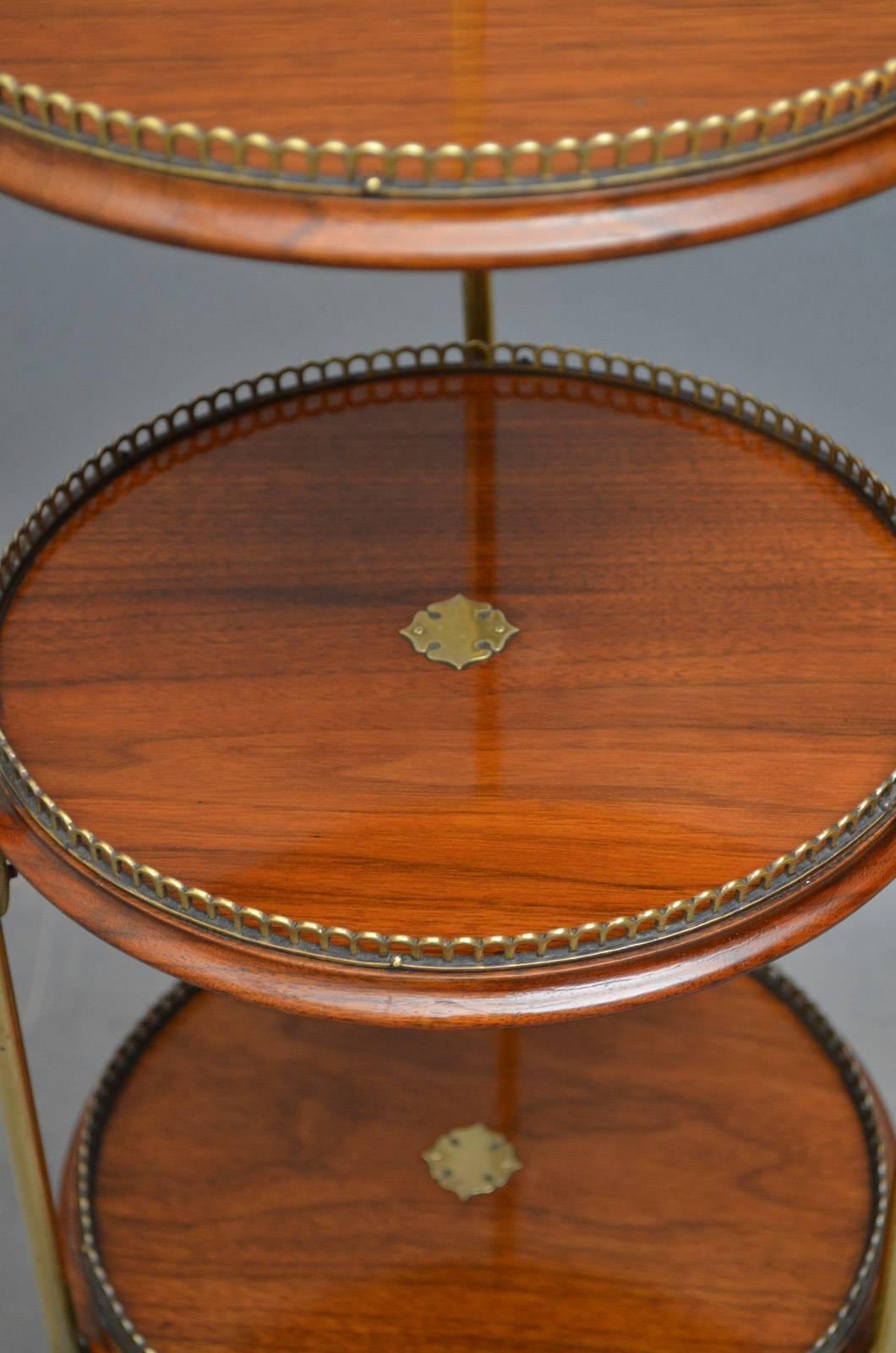 Late 19th Century Victorian Walnut and Brass Cake Stand