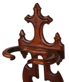 Victorian Walnut and Cast Iron Umbrella Cane Stand c. Mid 19th Century