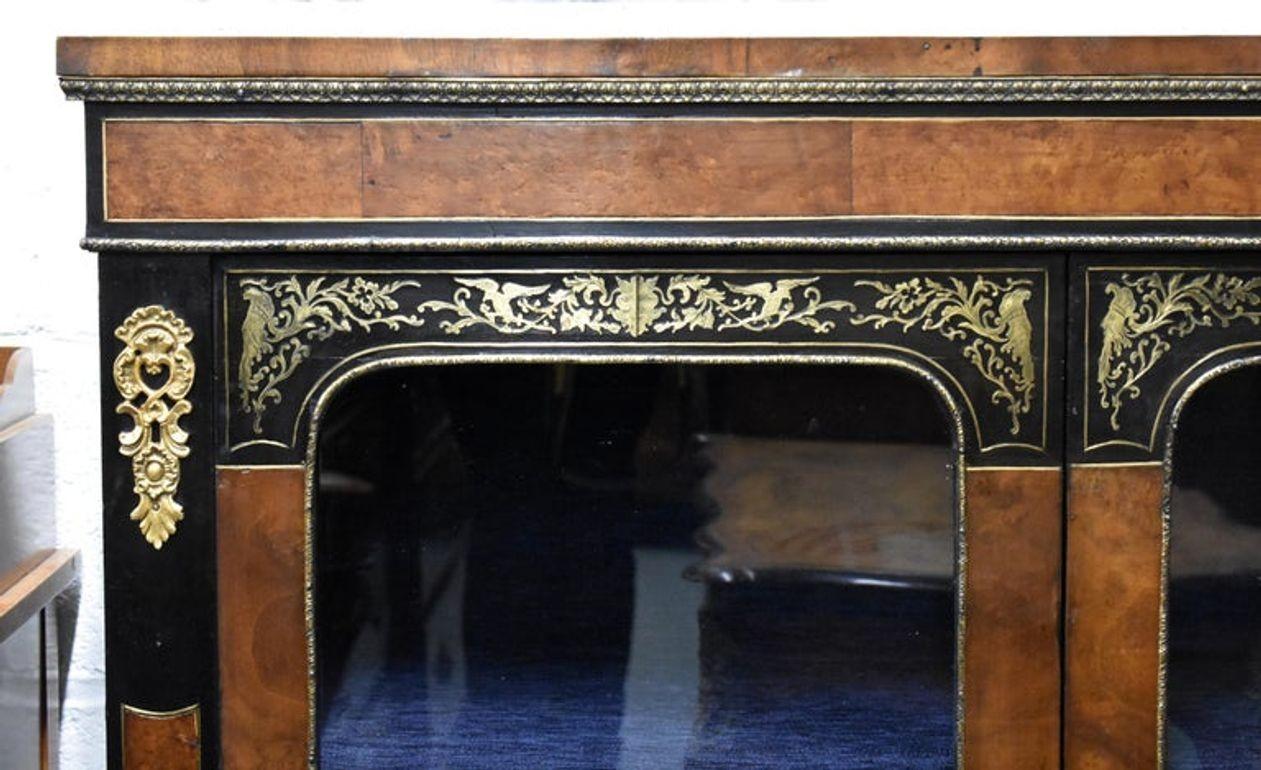 English Victorian Walnut and Ebonised Pier Cabinet For Sale