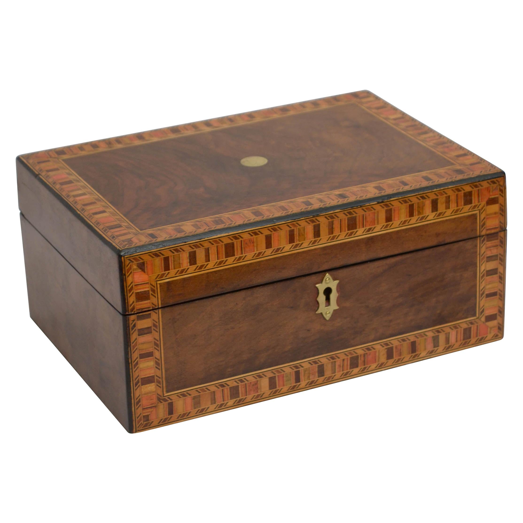 Victorian Walnut and Inlaid Box with Tray