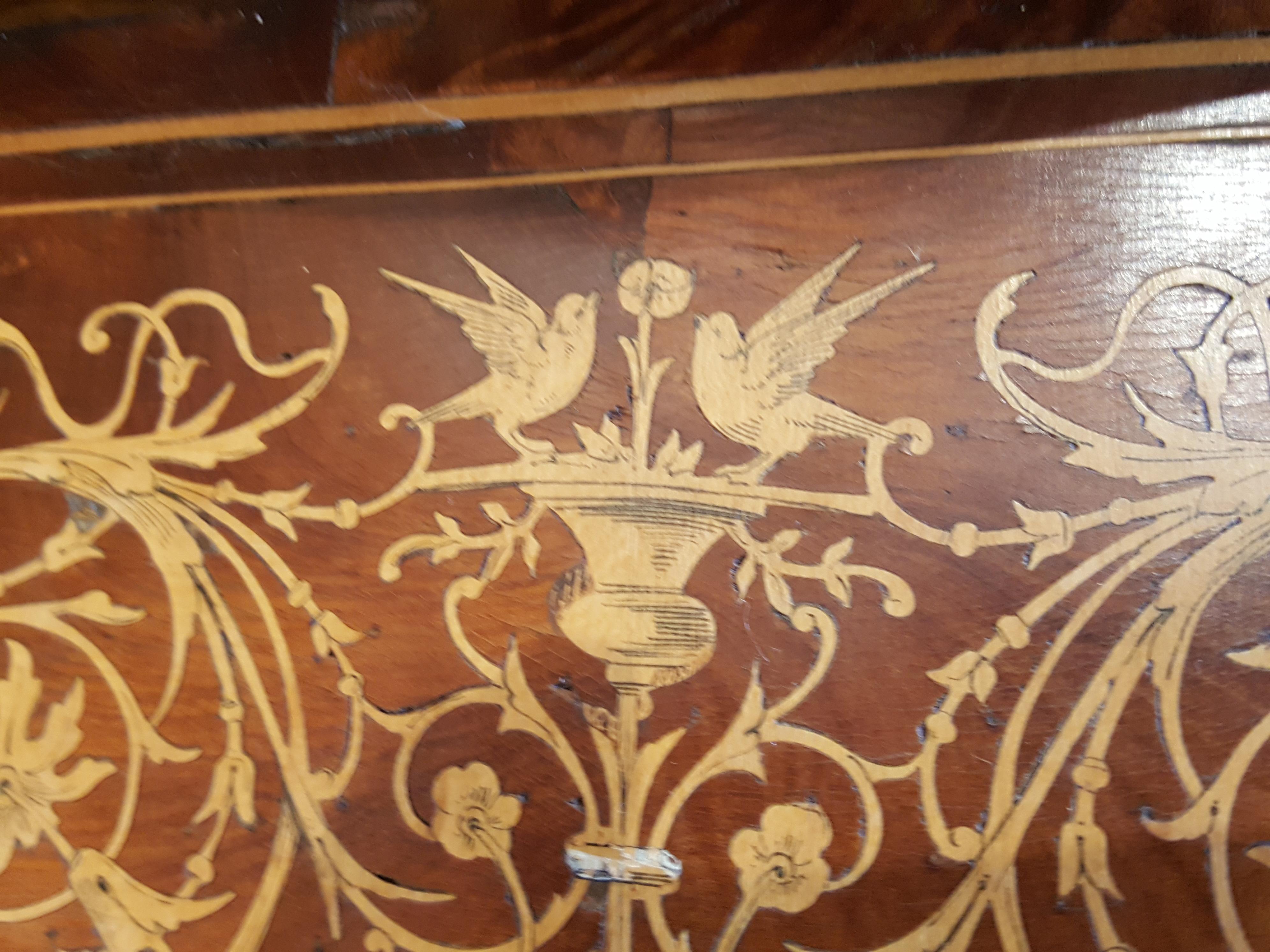 Inlay Victorian Walnut and Inlaid Tray For Sale