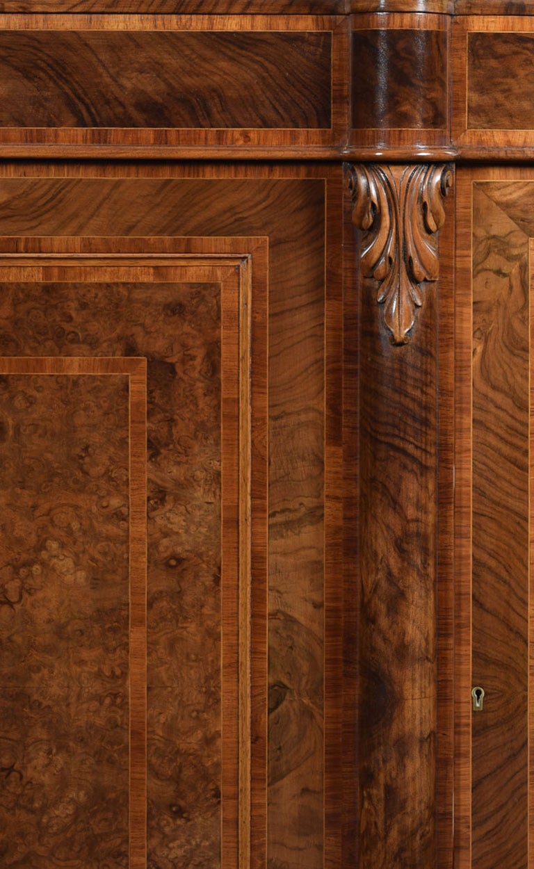 Victorian Walnut Cross Banded Credenza For Sale 1