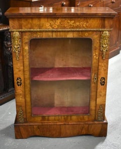 Victorian Walnut and Marquetry Inlaid Pier Cabinet