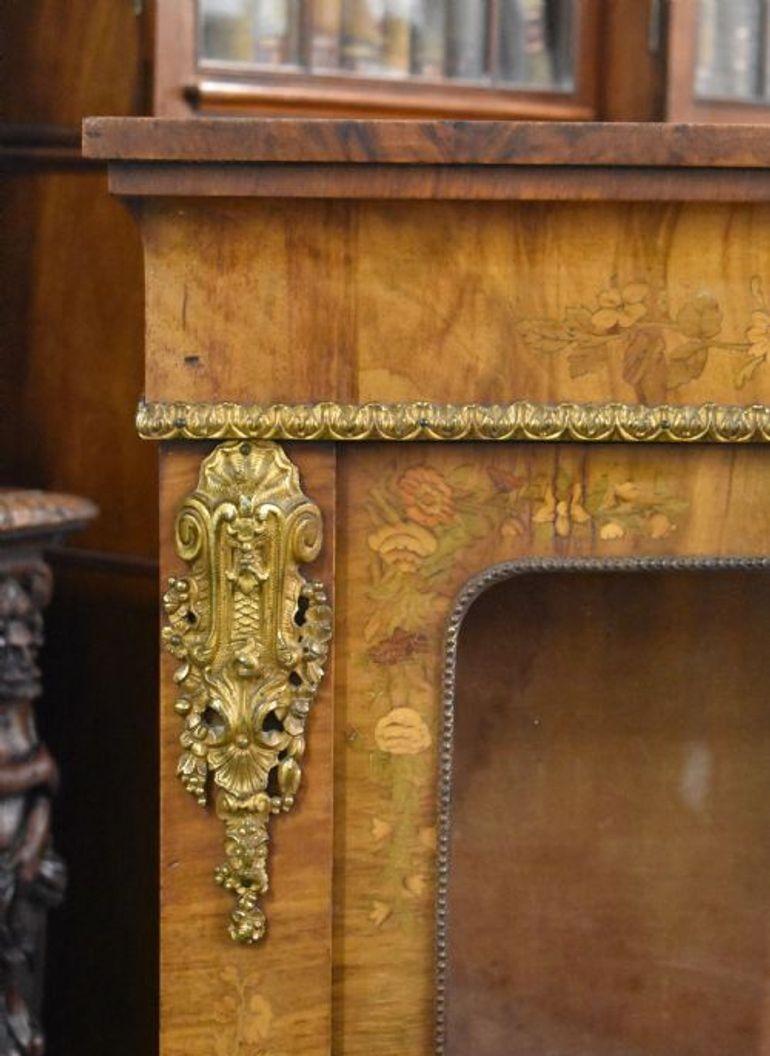19th Century Victorian Walnut and Marquetry Inlaid Pier Cabinet For Sale