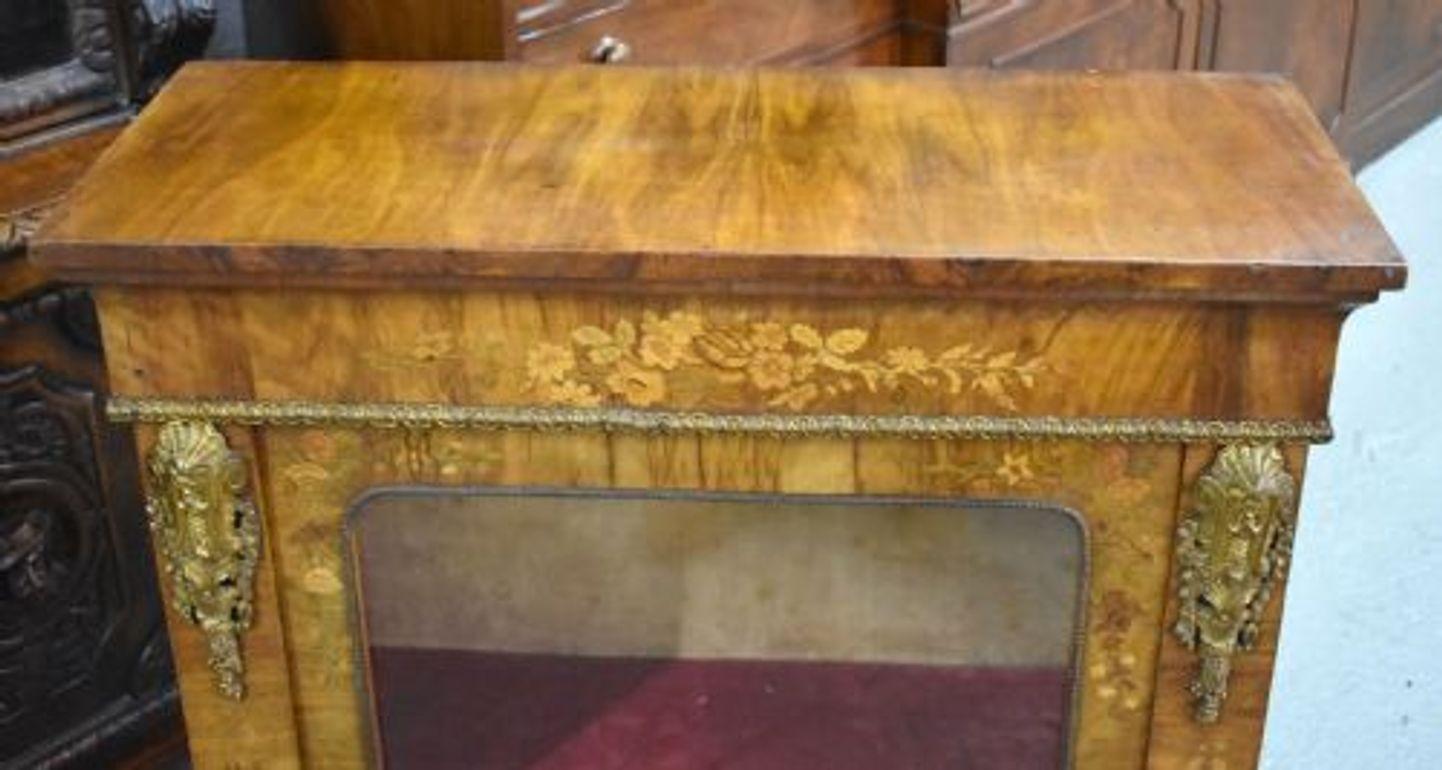 Victorian Walnut and Marquetry Inlaid Pier Cabinet For Sale 2