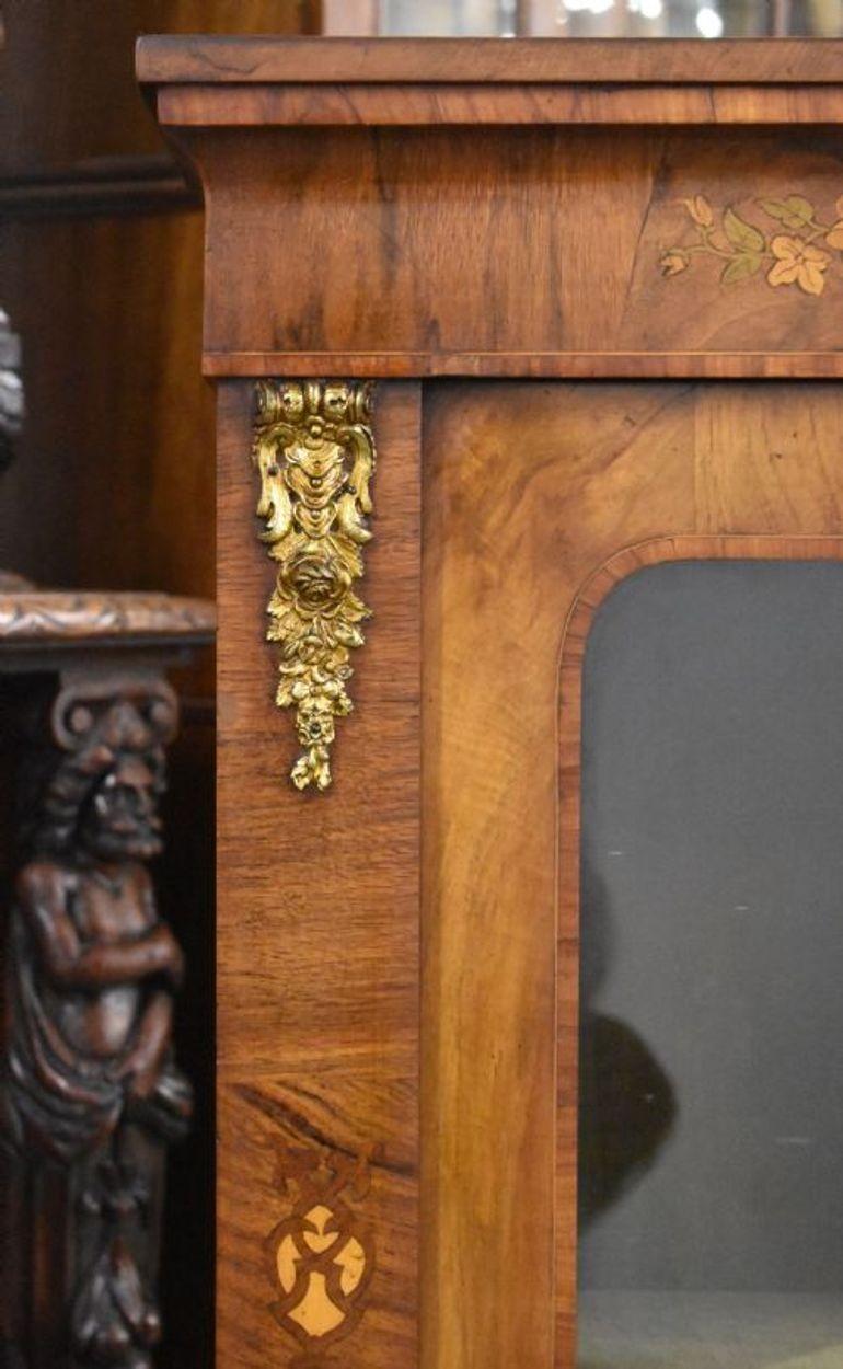 Victorian Walnut and Marquetry Pier Cabinet For Sale 1