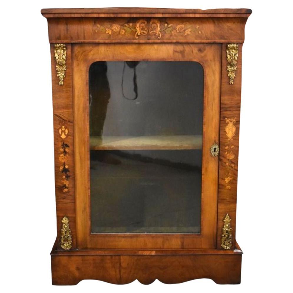 Victorian Walnut and Marquetry Pier Cabinet For Sale