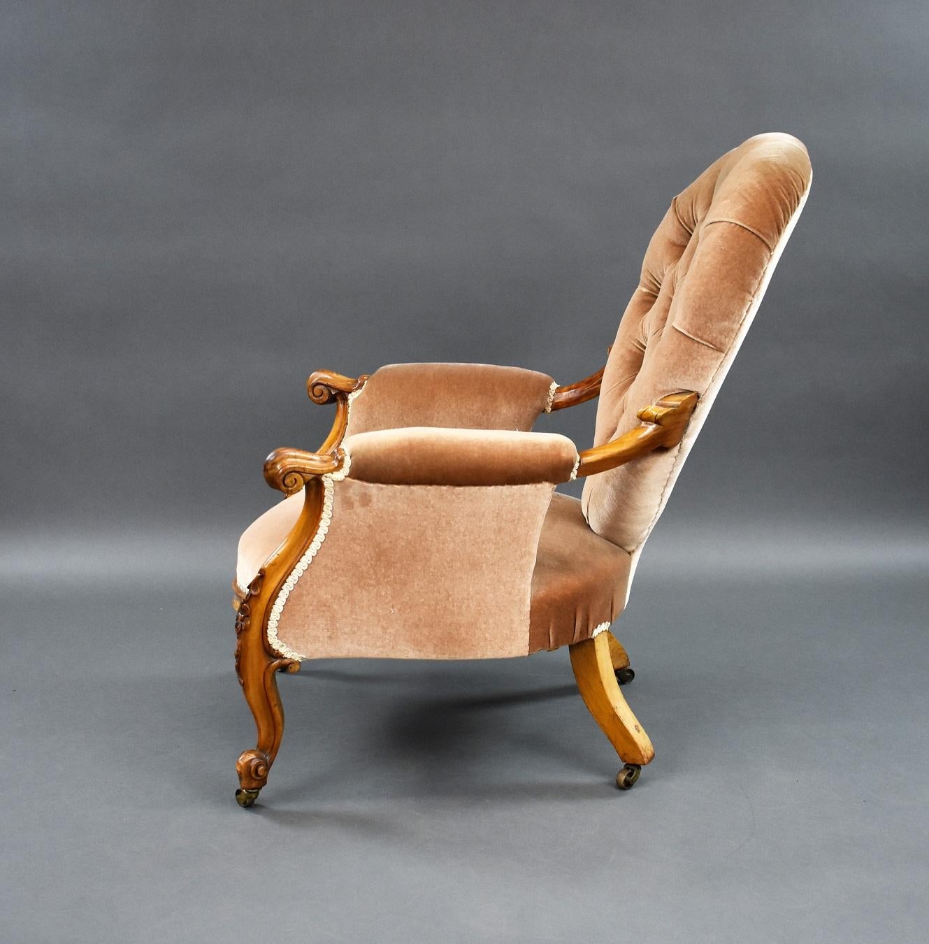 Victorian Walnut Armchair For Sale 8