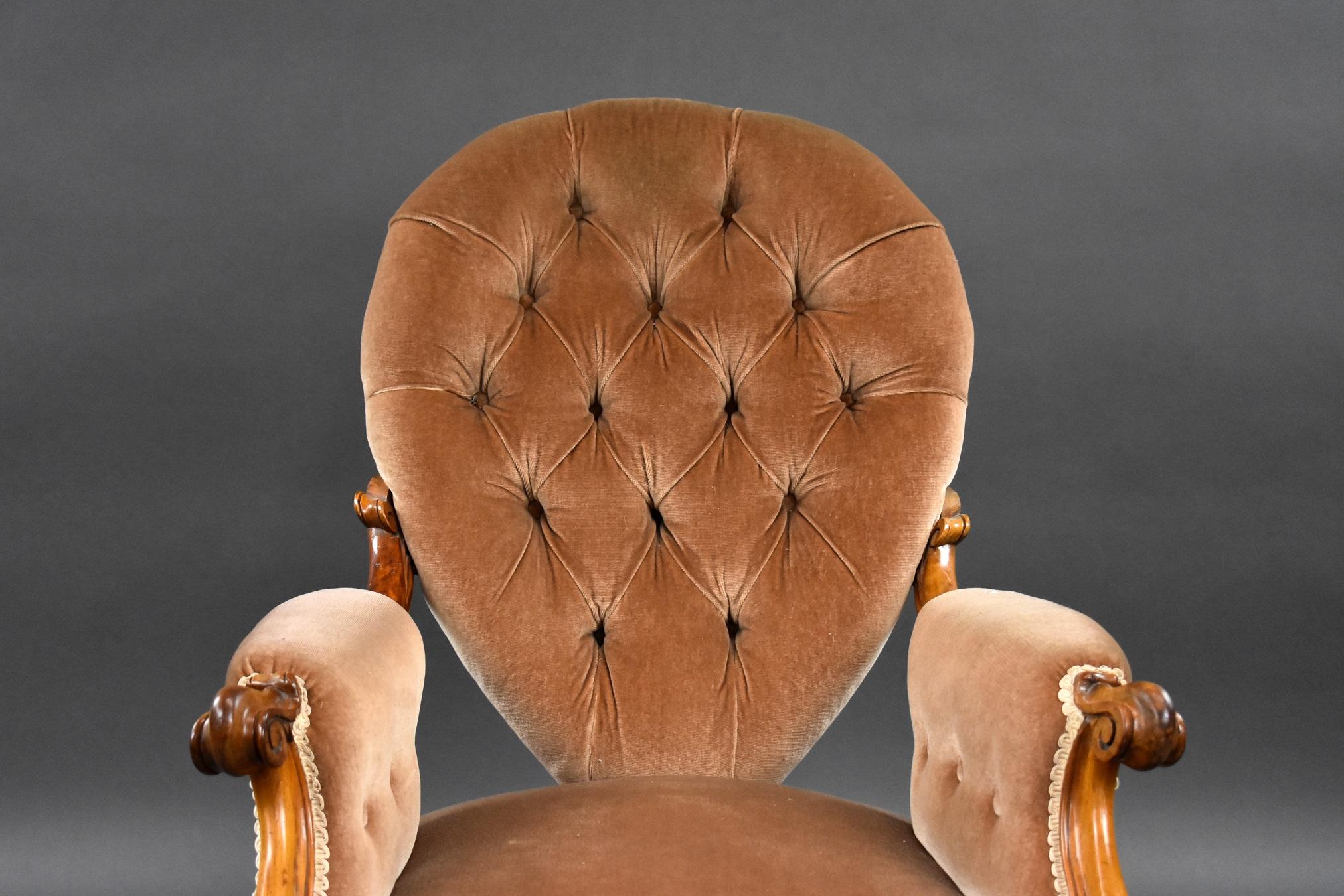 Victorian Walnut Armchair For Sale 1