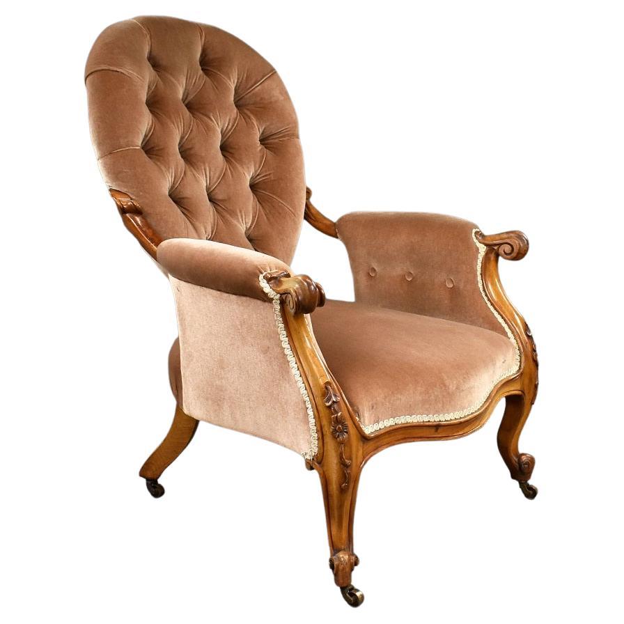 Victorian Walnut Armchair For Sale