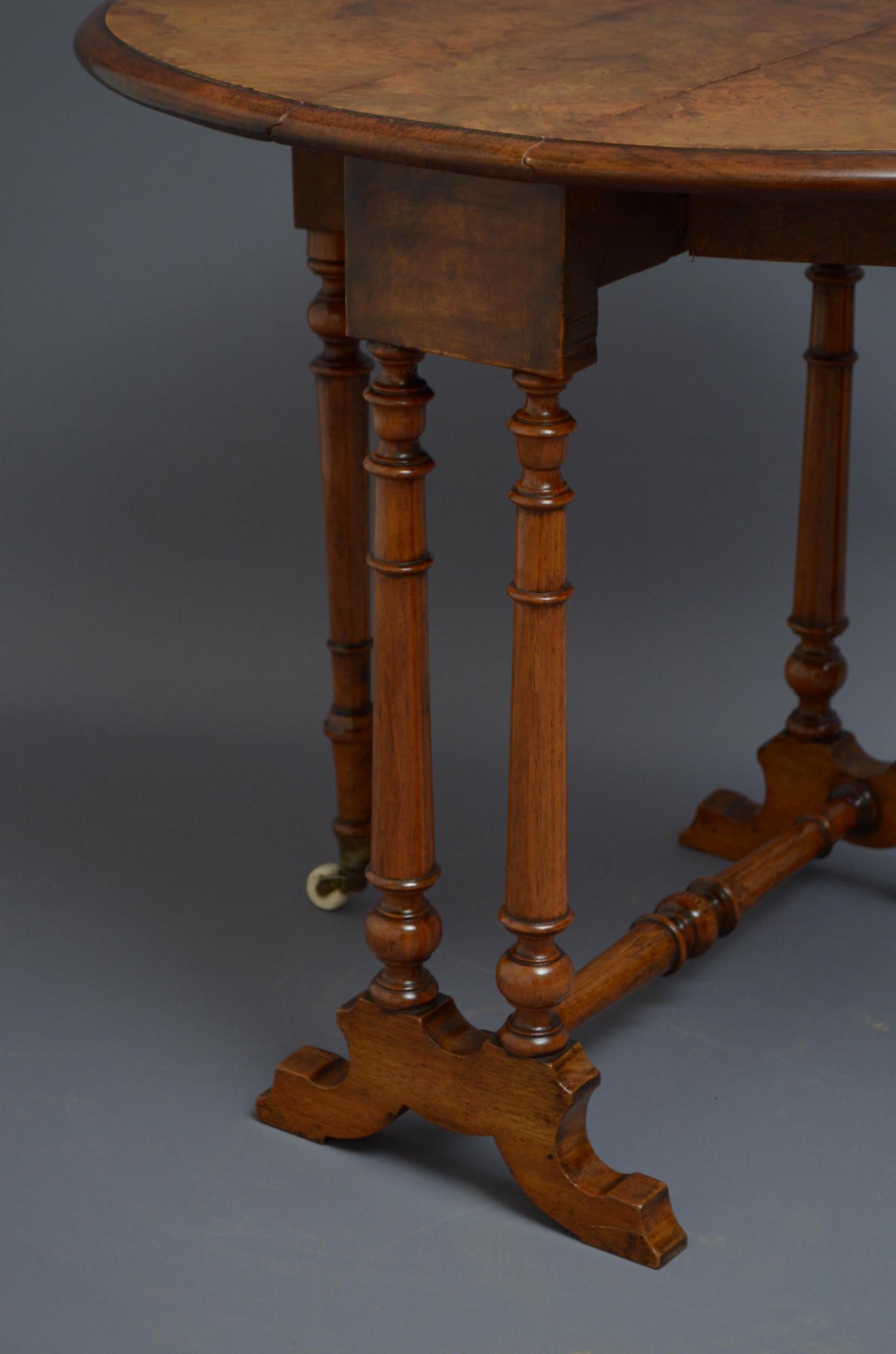 19th Century Victorian Walnut Baby Sutherland Table For Sale