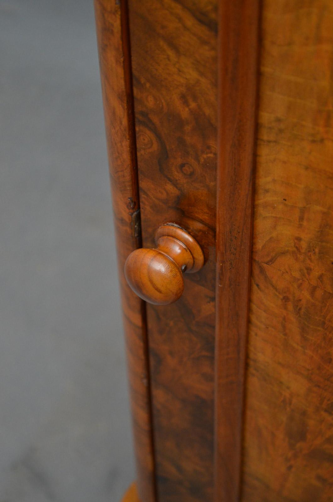 English Victorian Walnut Bedside Cabinet