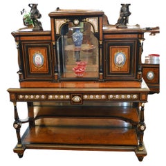Victorian Walnut Bonheur Du Jours Desk Sevres Plaques