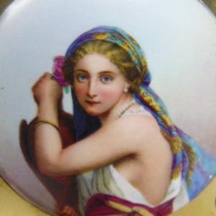 Victorian Walnut Book Holder Slide Case with Porcelain Plaques