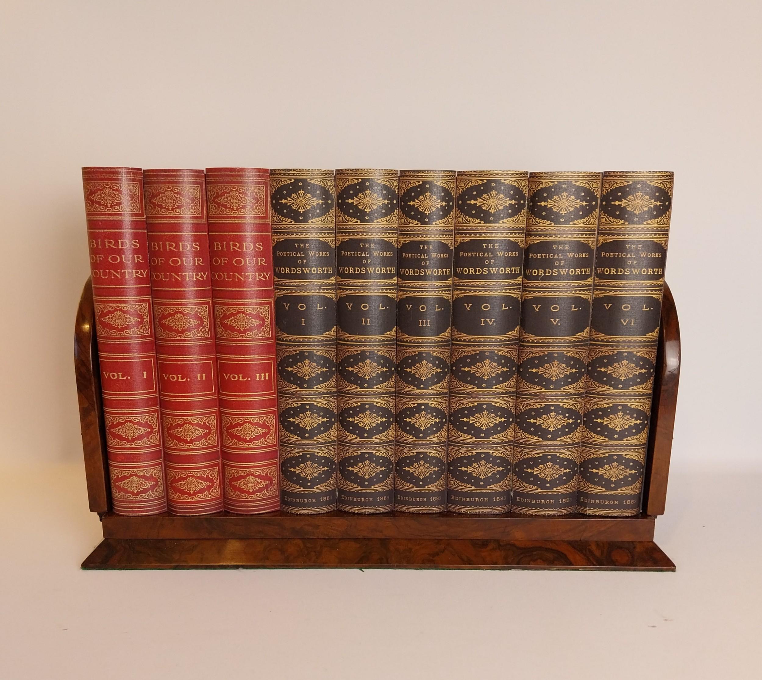 Veneer Victorian Walnut Book Holder Slide Case with Porcelain Plaques For Sale