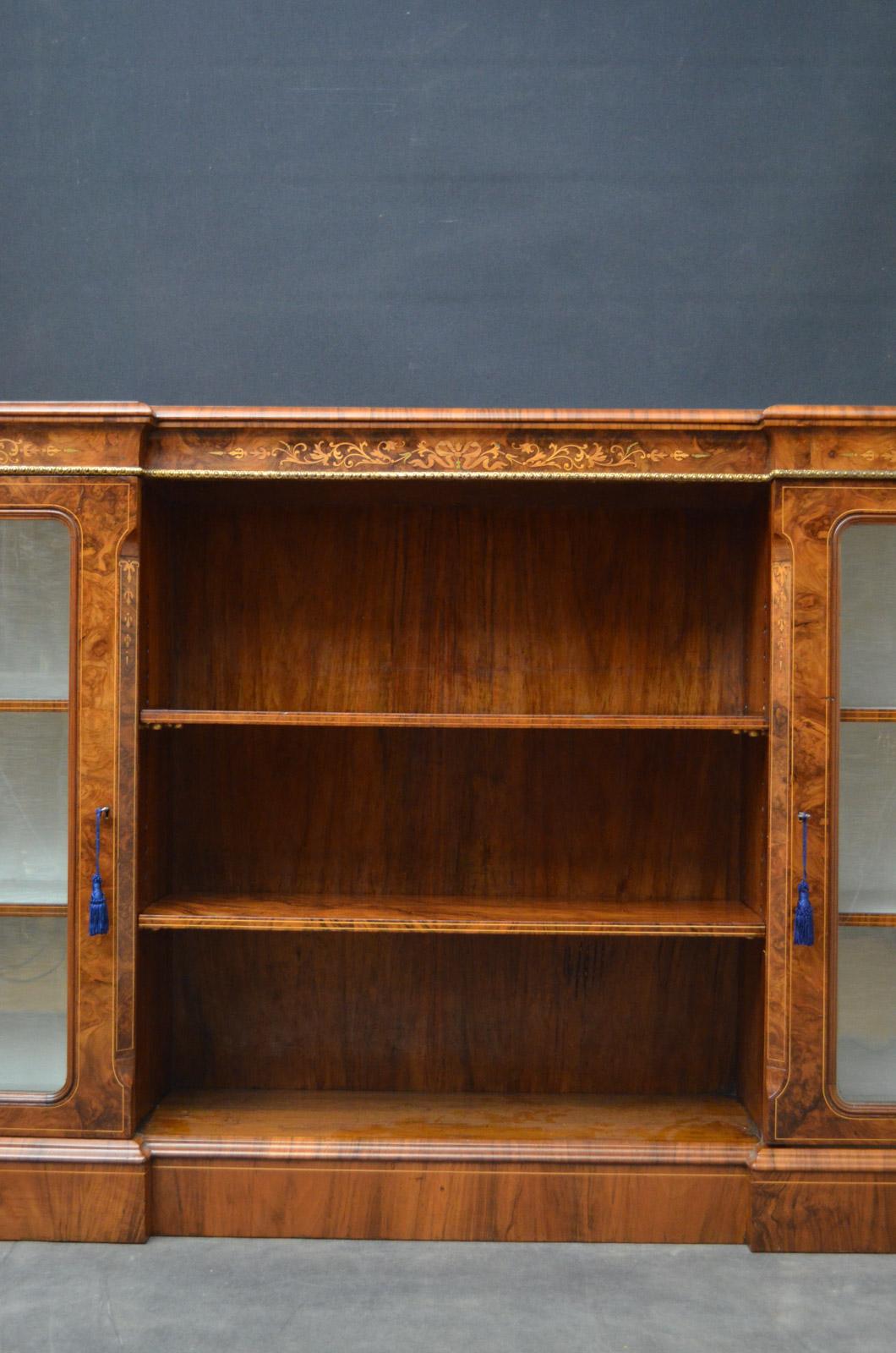 Victorian Walnut Bookcase or Display Cabinet 5
