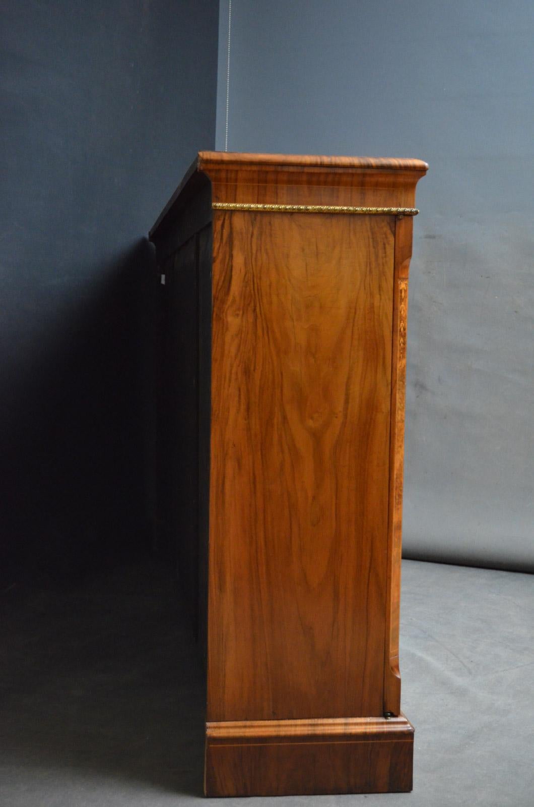 Victorian Walnut Bookcase or Display Cabinet 7