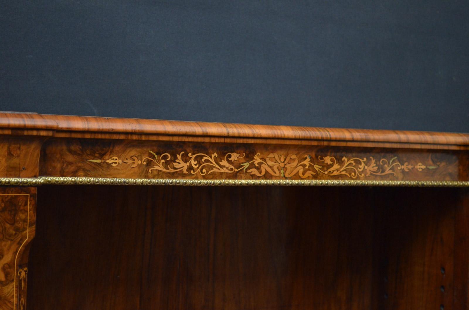 Victorian Walnut Bookcase or Display Cabinet 2