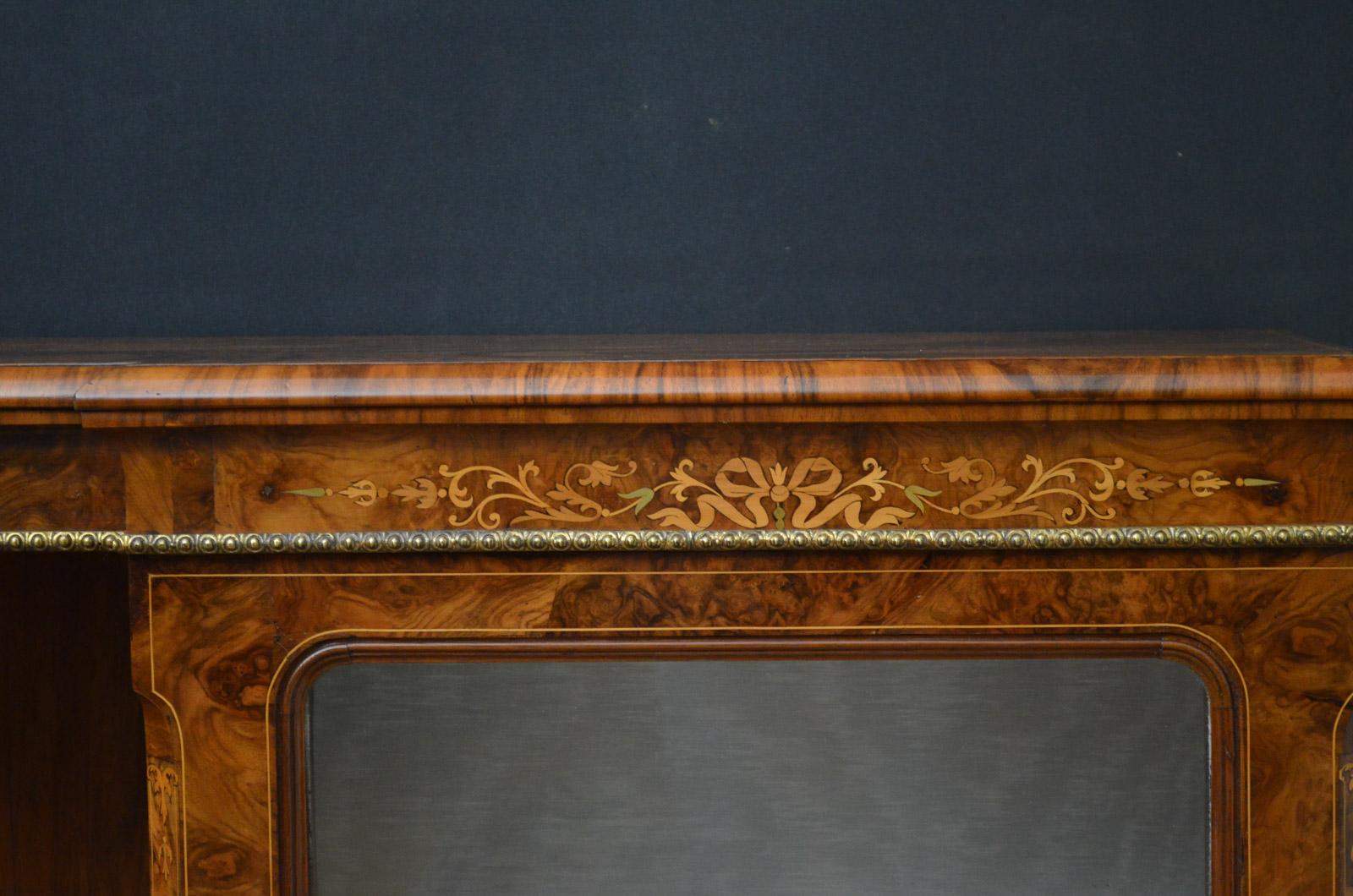 Victorian Walnut Bookcase or Display Cabinet 3