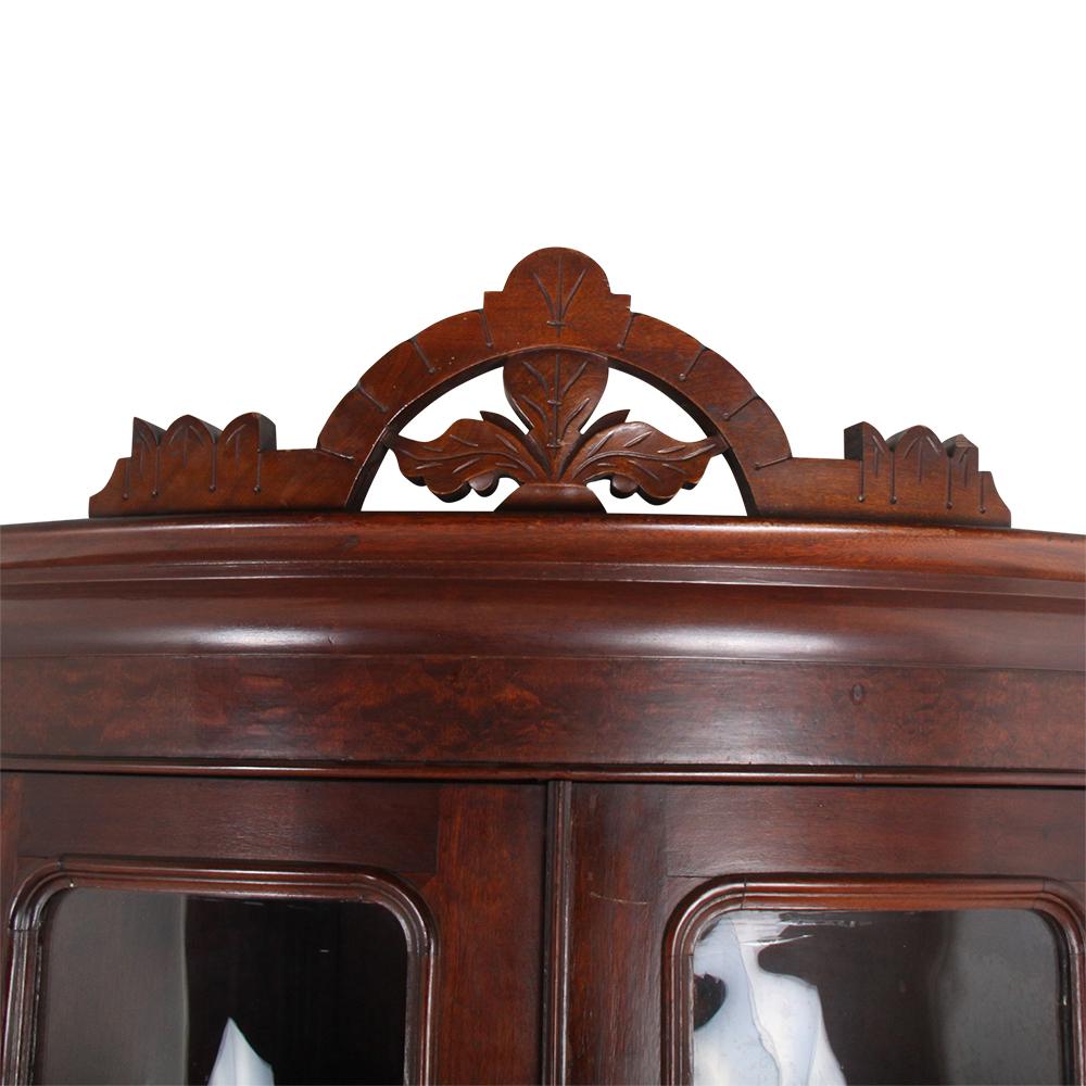 19th Century Victorian Walnut Bow-front Corner Cabinet