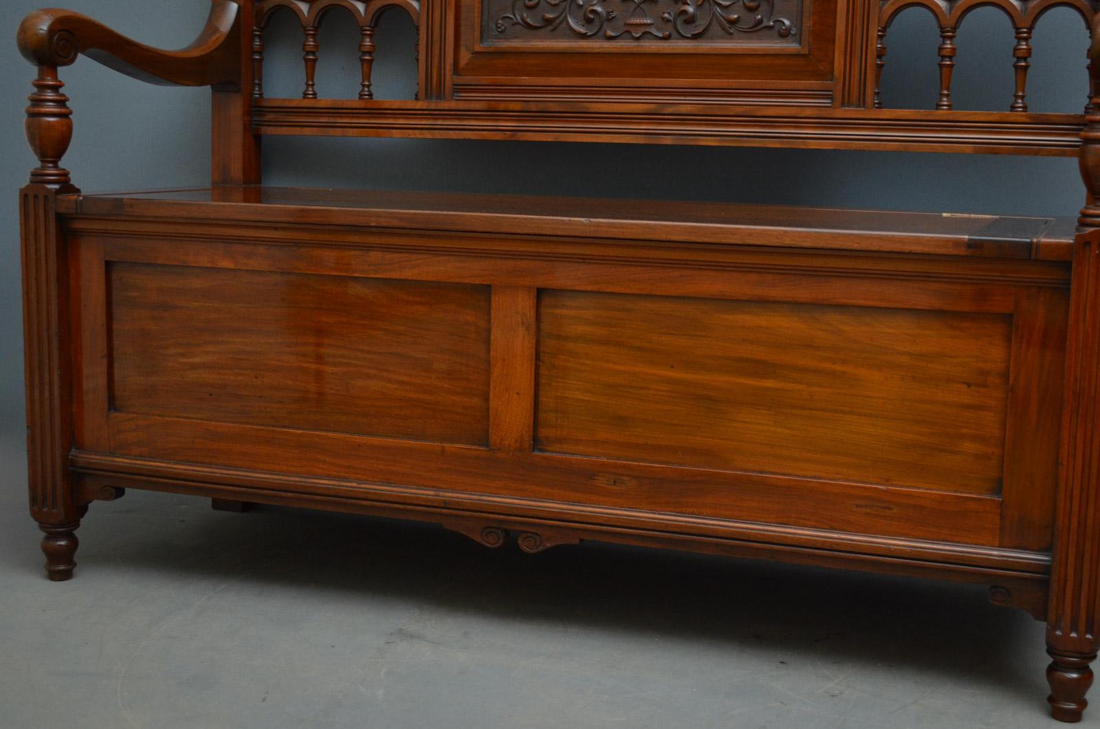Victorian Walnut Box Settle 5