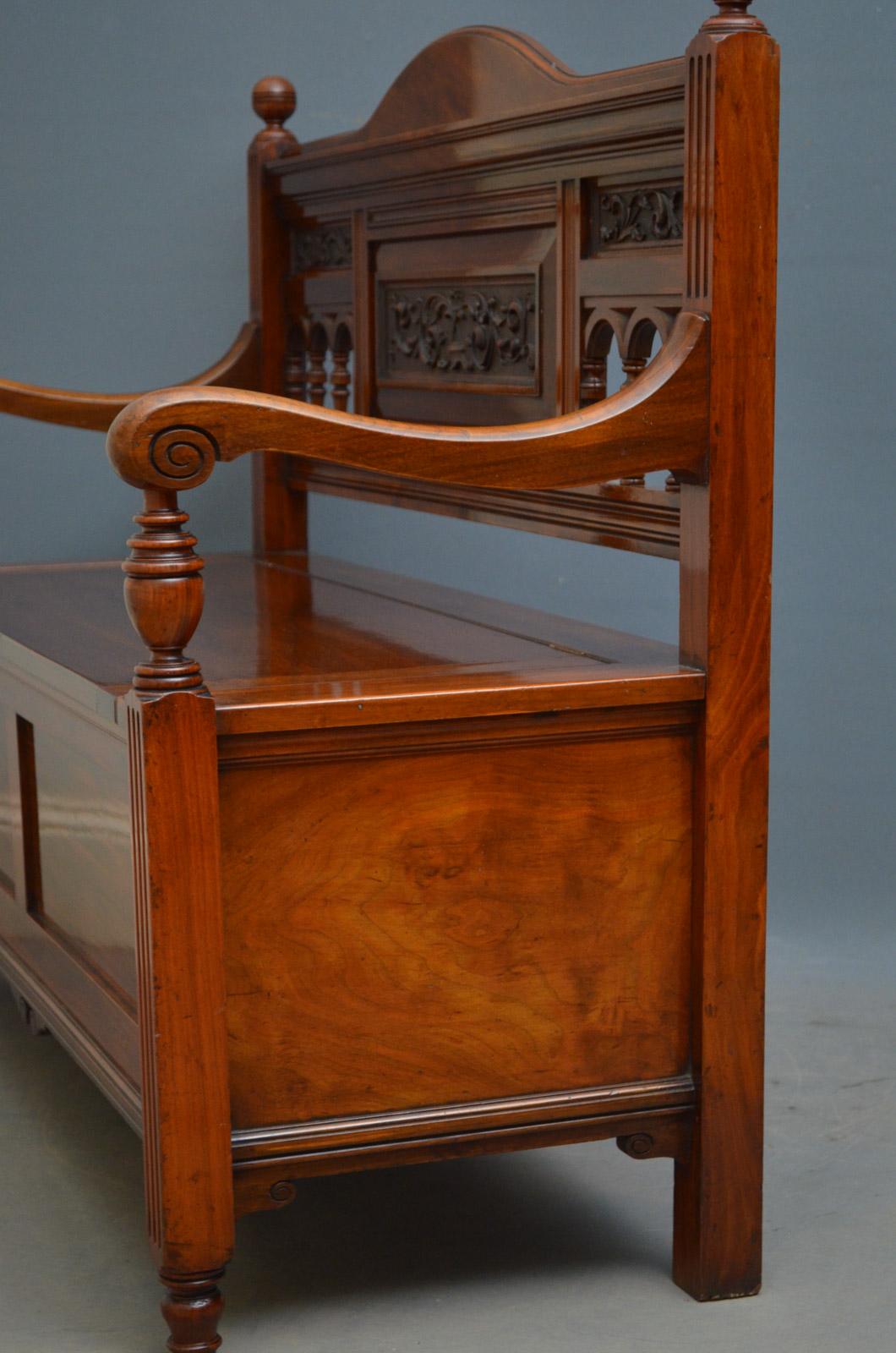 Victorian Walnut Box Settle 6