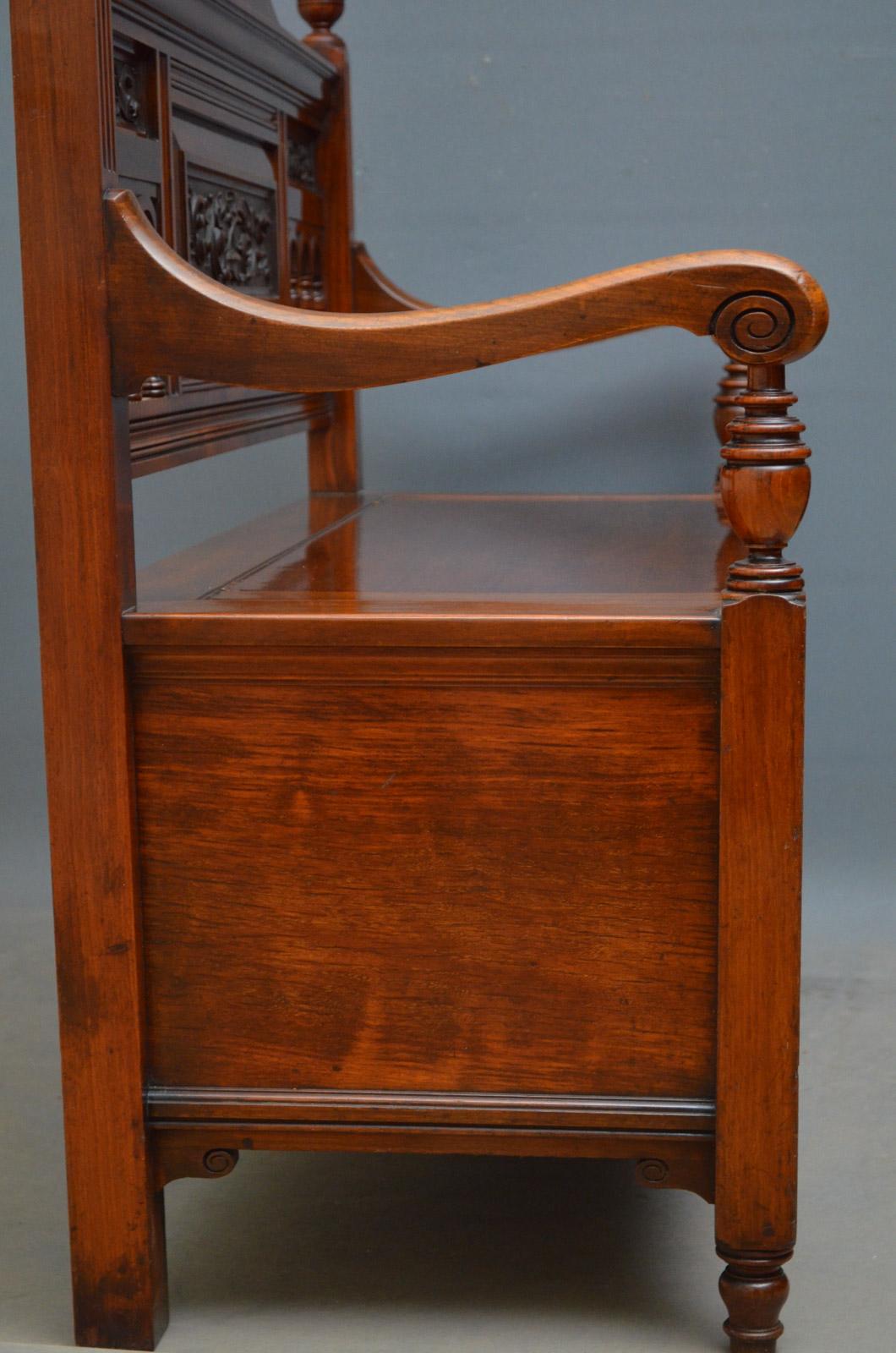 Victorian Walnut Box Settle 7