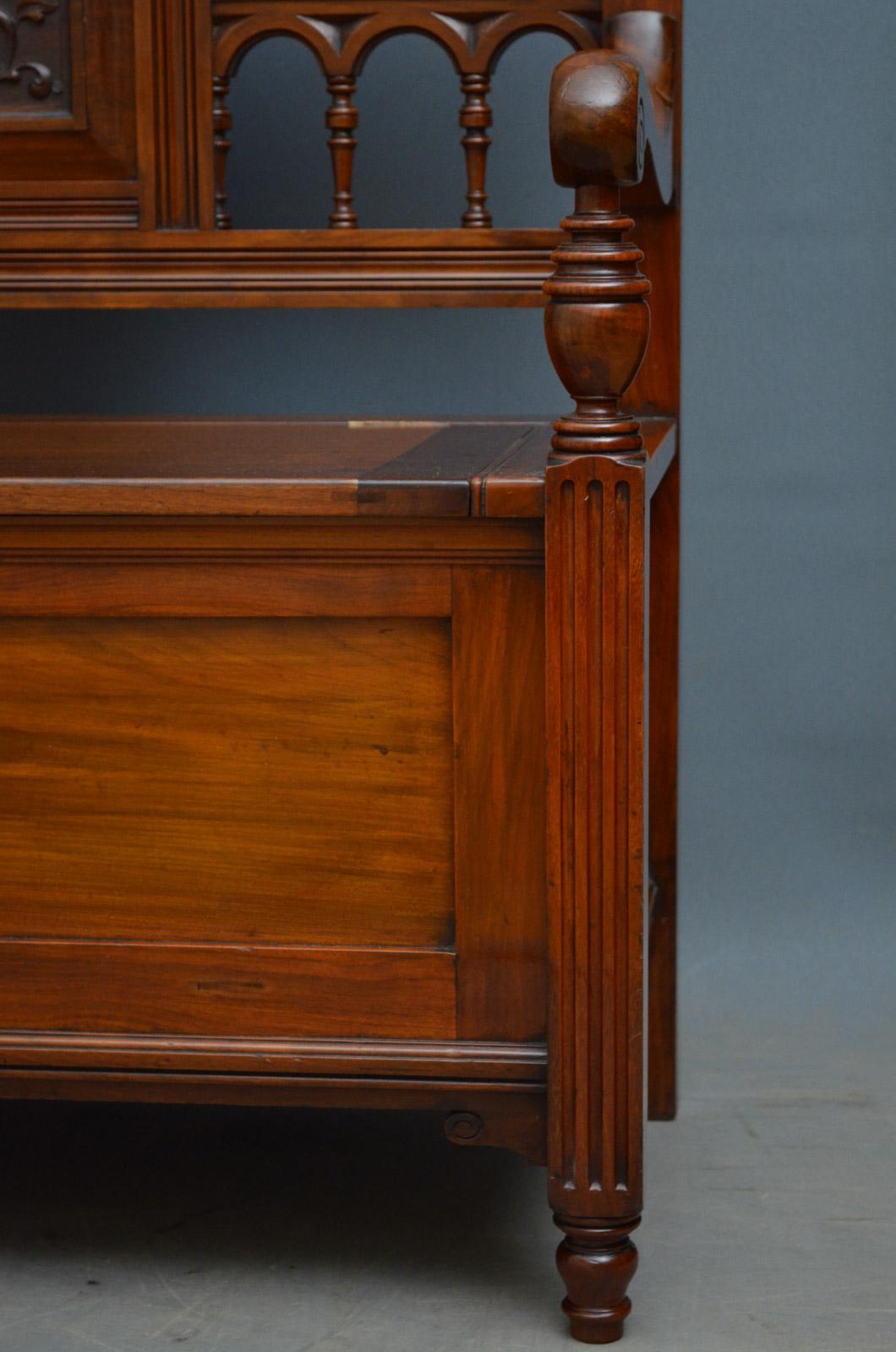 Victorian Walnut Box Settle 4
