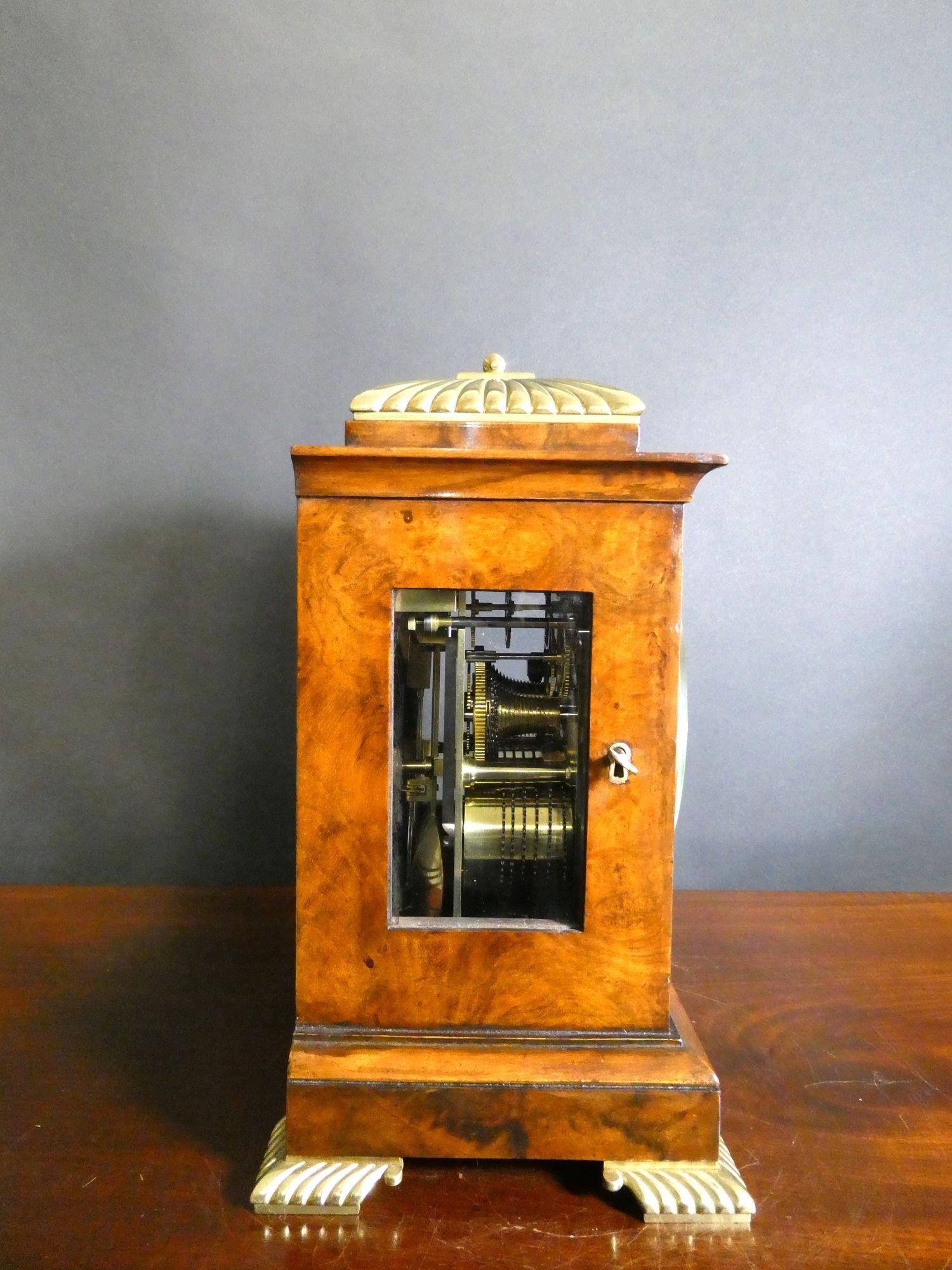 English Victorian Walnut Bracket Clock by Barraud & Lund, London For Sale