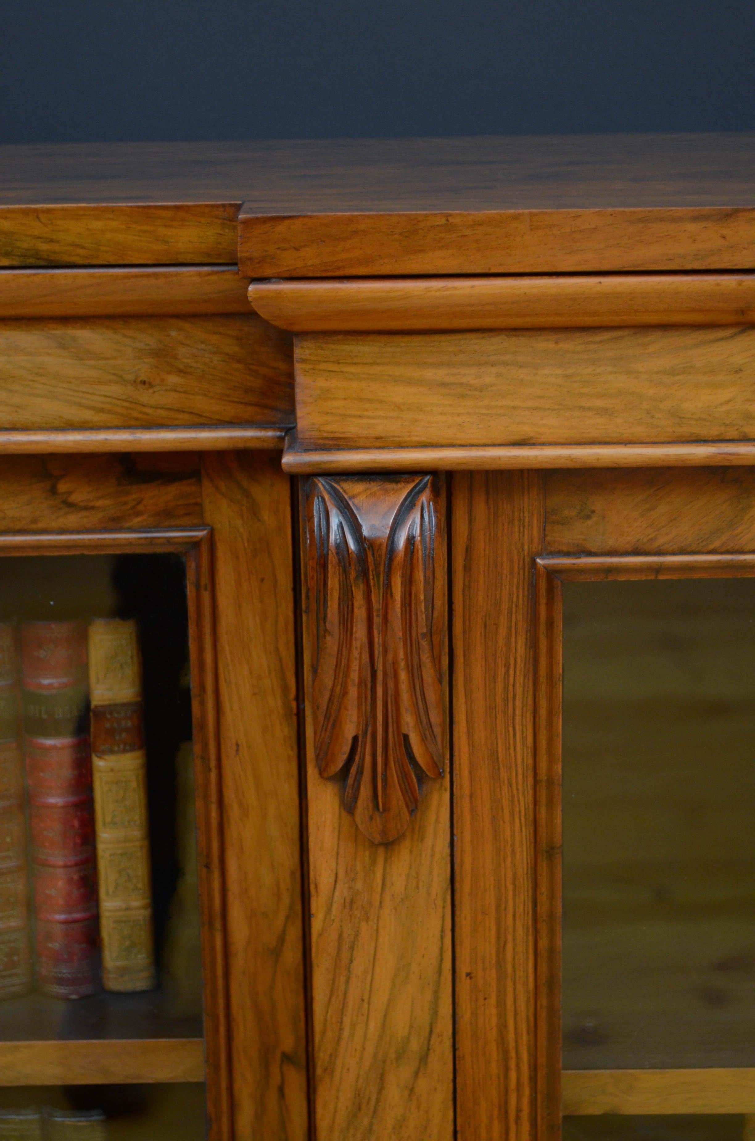 Victorian Walnut Breakfronted Bookcase 7