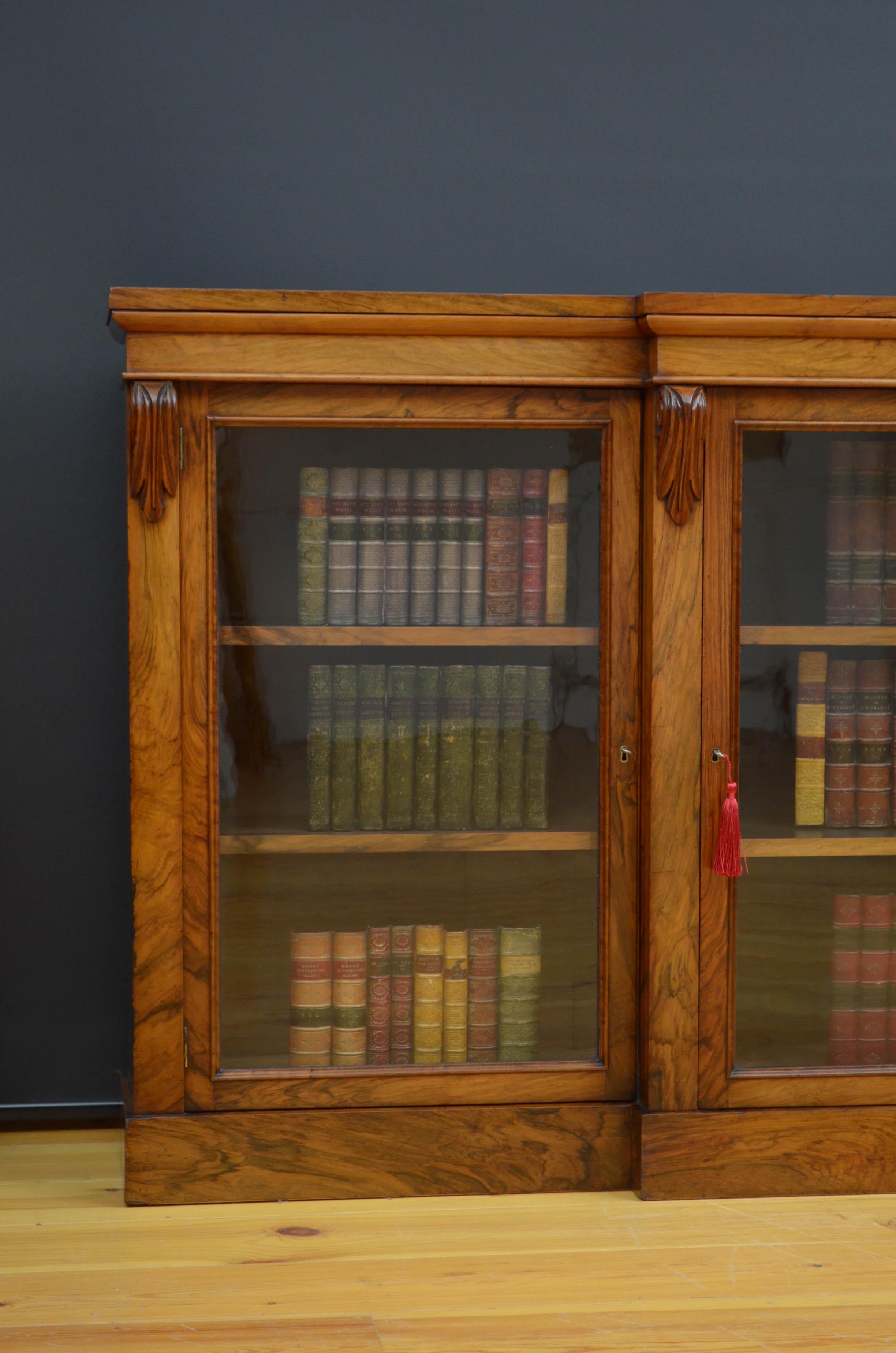 Victorian Walnut Breakfronted Bookcase 2