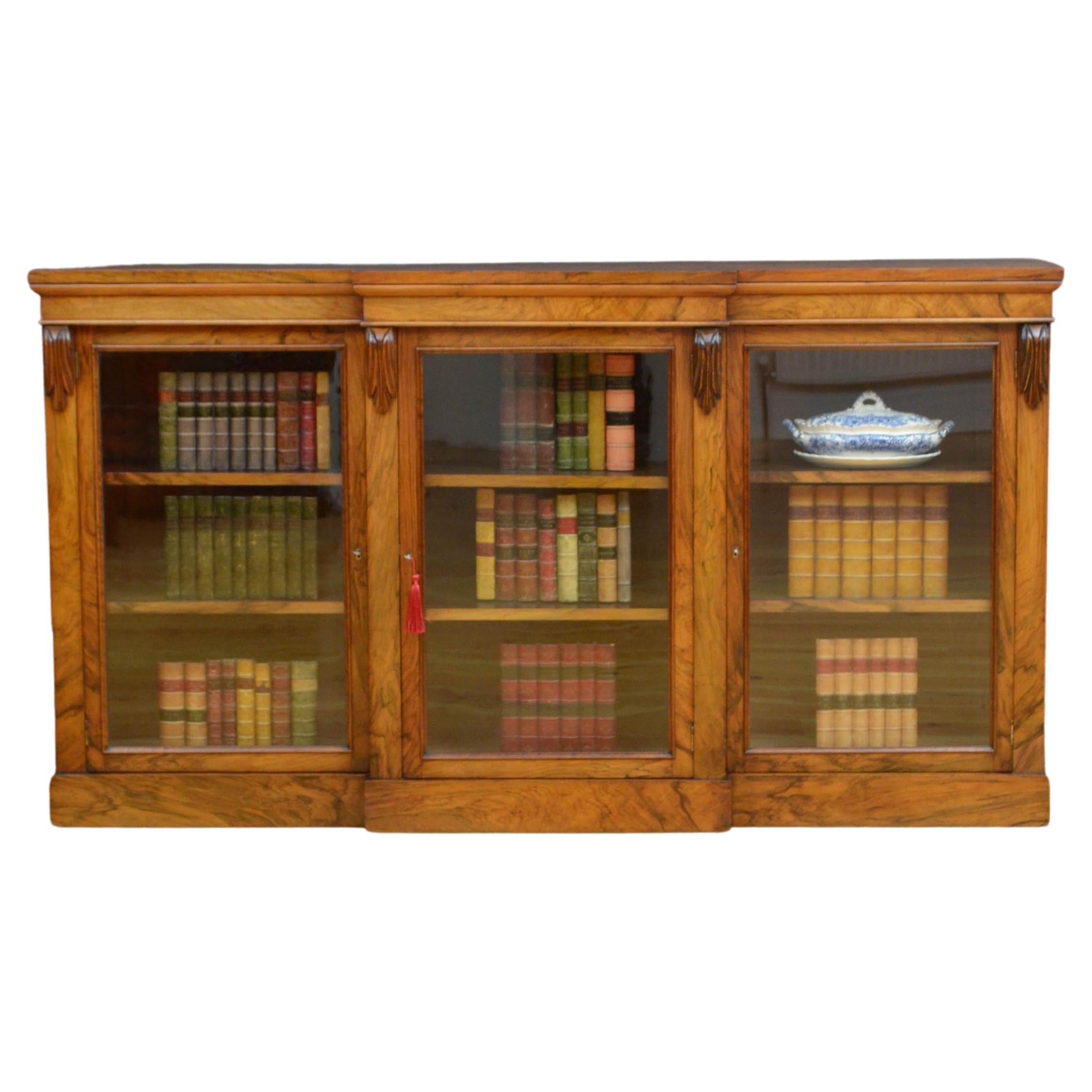 Victorian Walnut Breakfronted Bookcase