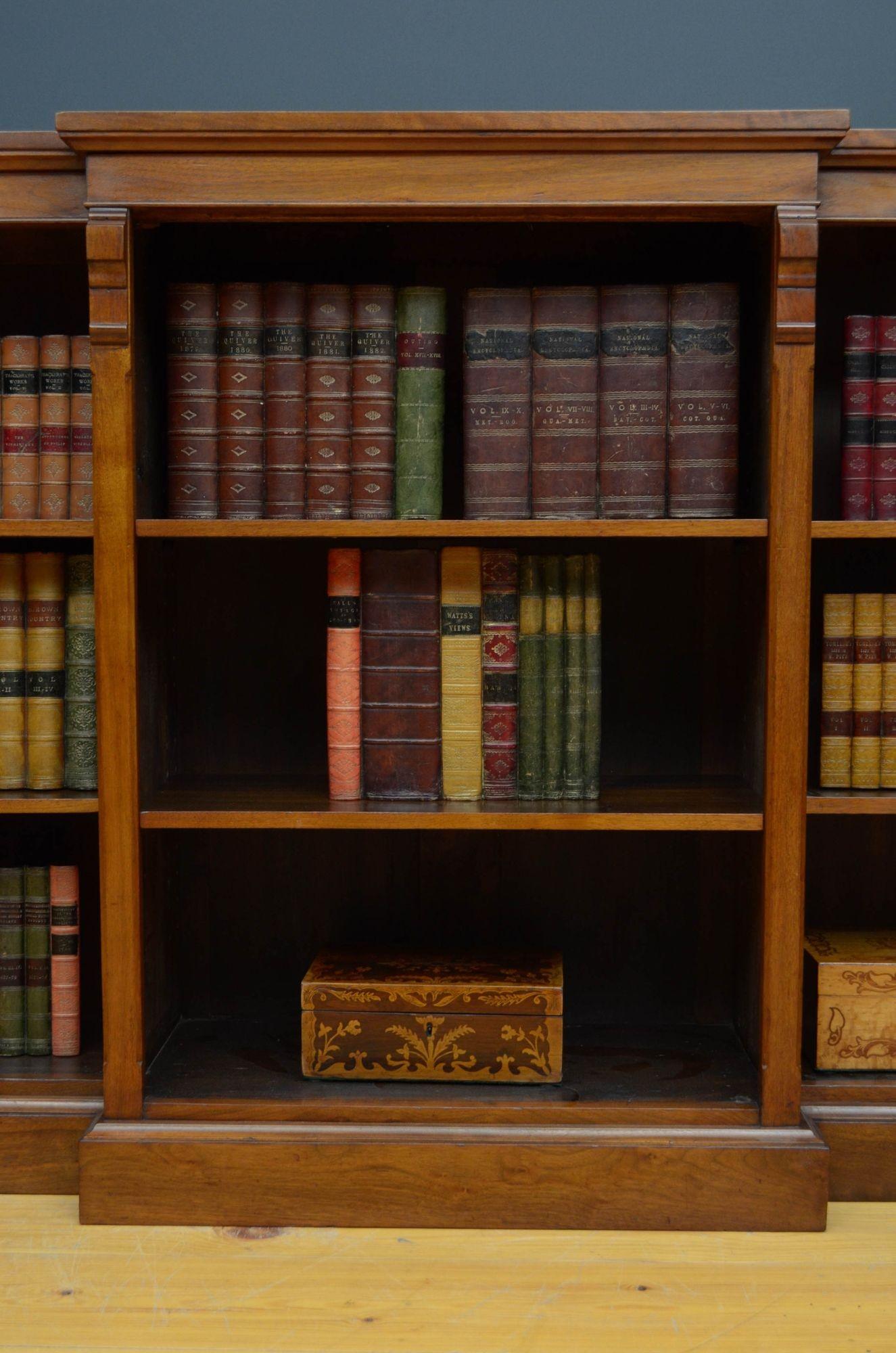 Victorian Walnut Breakfronted Open Bookcase 5