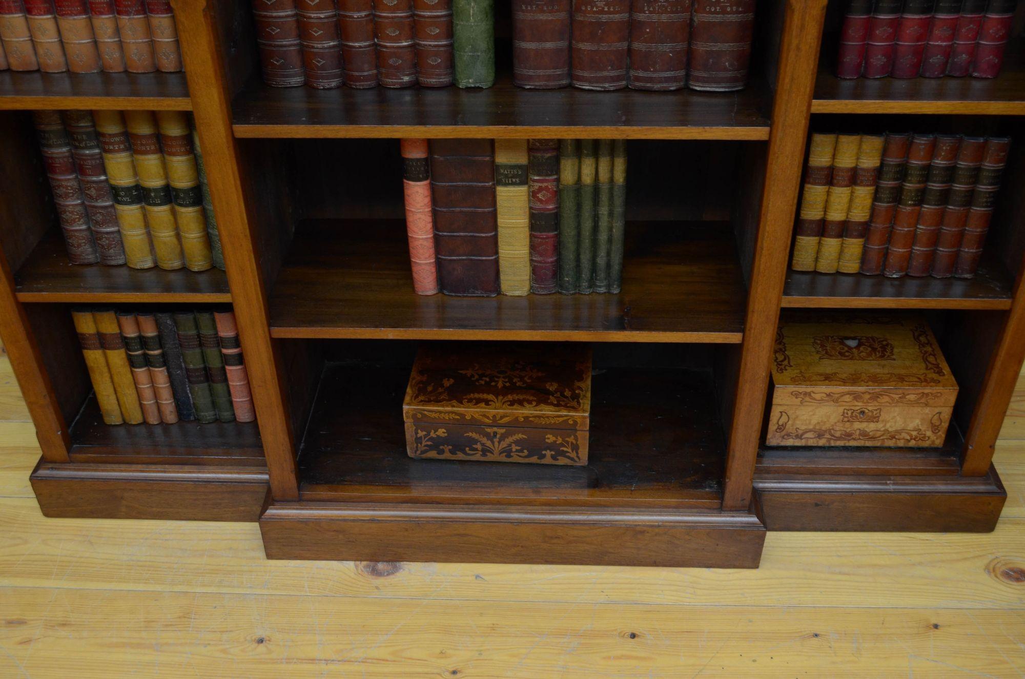 Victorian Walnut Breakfronted Open Bookcase 8