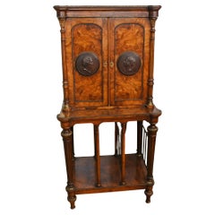 Victorian Walnut Cabinet on Stand Bronze Plaques 1840