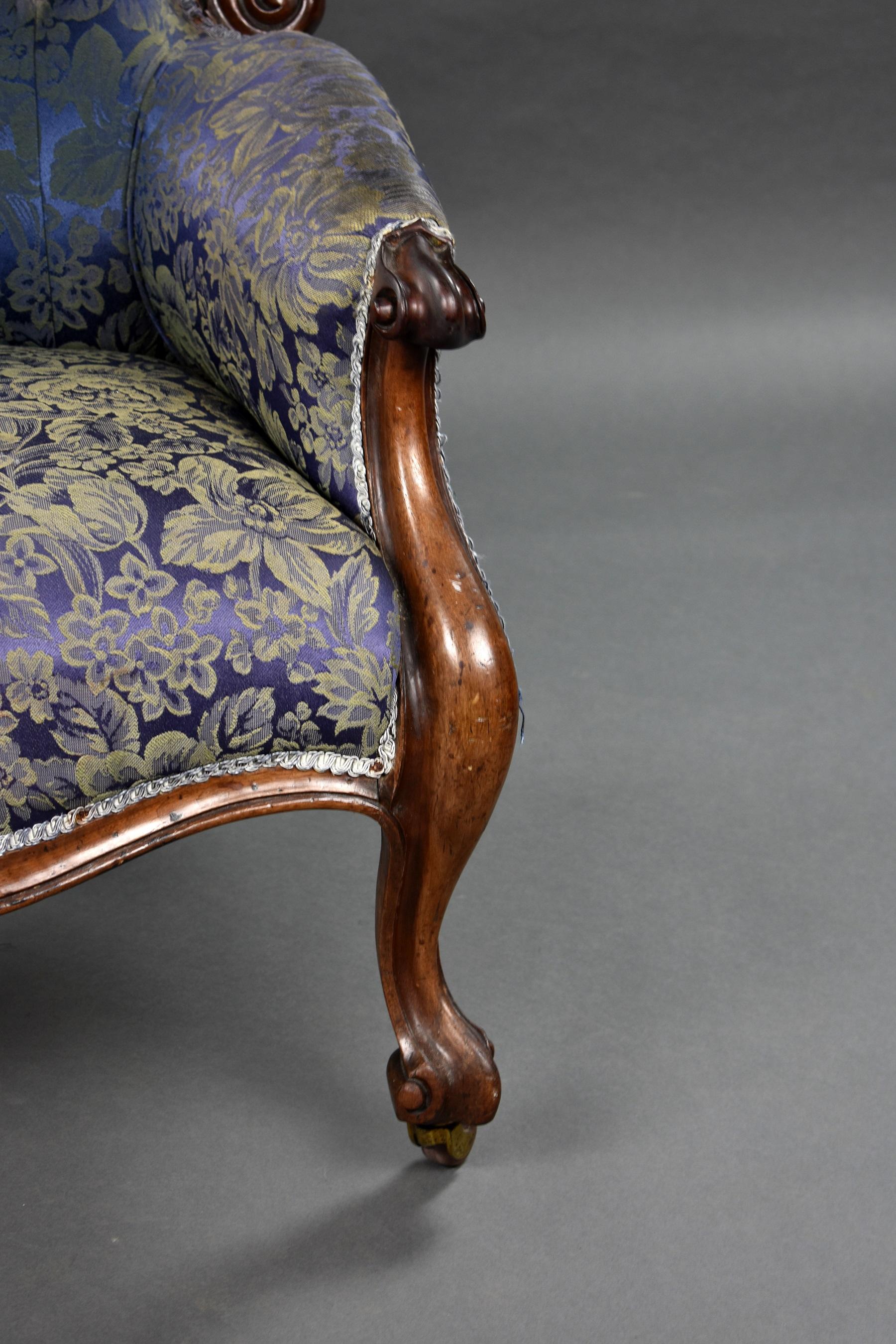 Victorian Walnut Carved Open Armchair 1