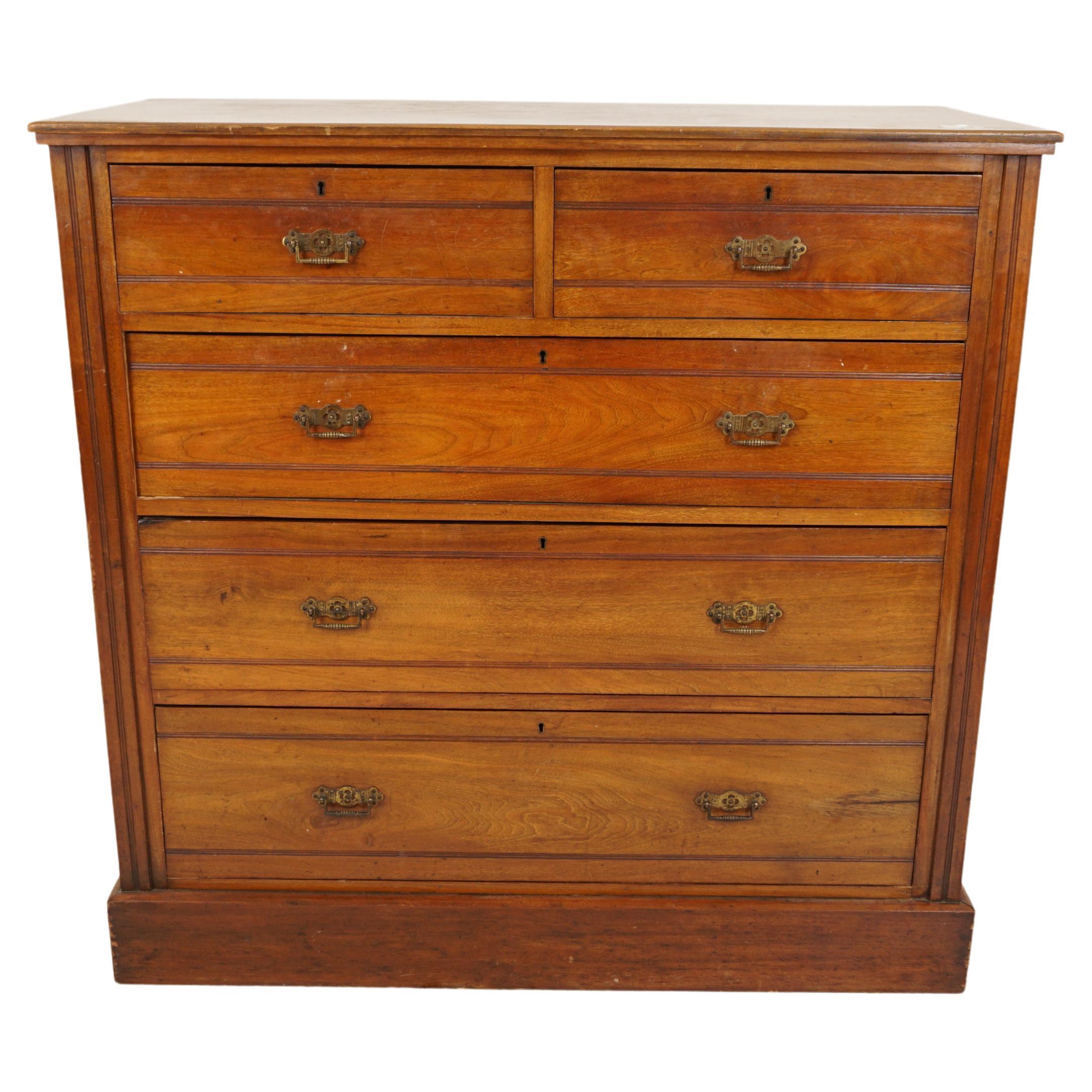 Victorian Walnut Chest of Drawers, Dresser, Scotland 1890, H683