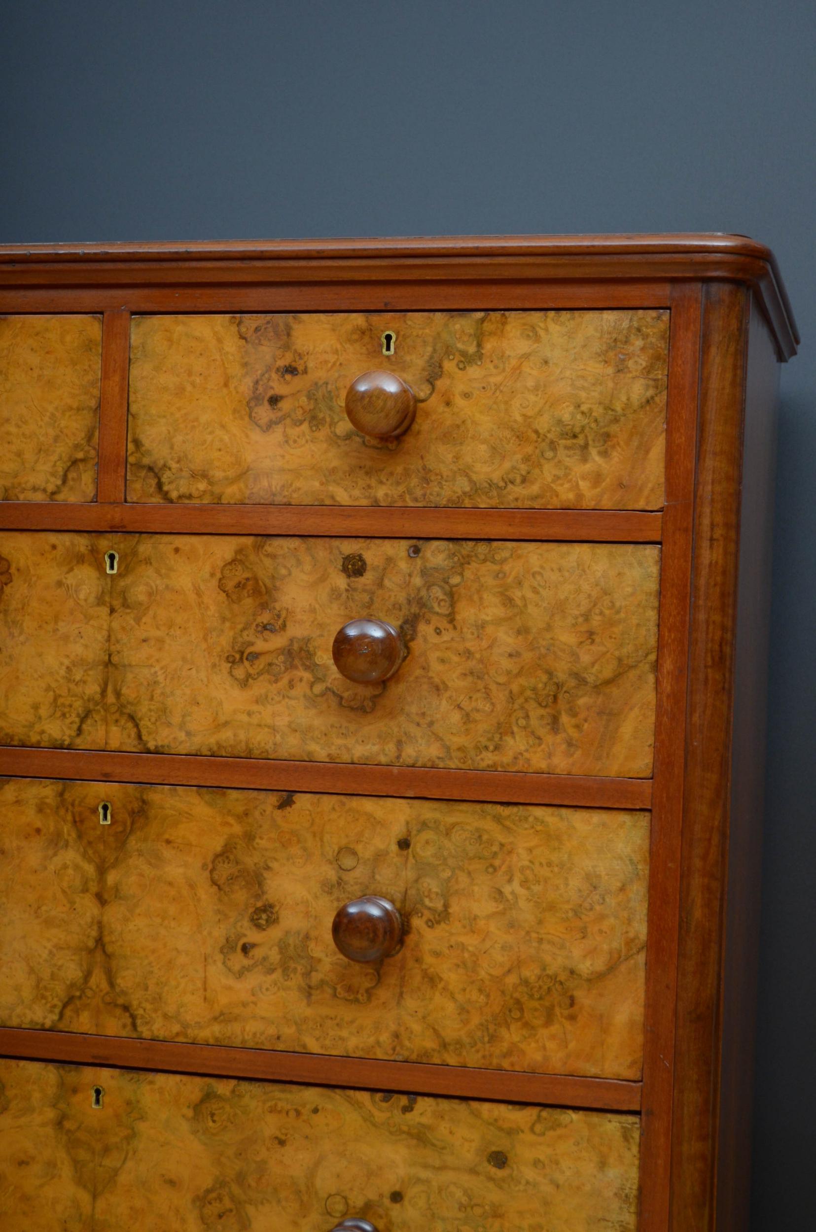 19th Century Victorian Walnut Chest of Drawers For Sale