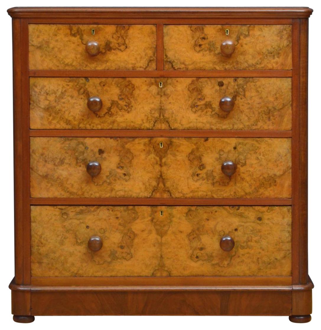 Victorian Walnut Chest of Drawers For Sale
