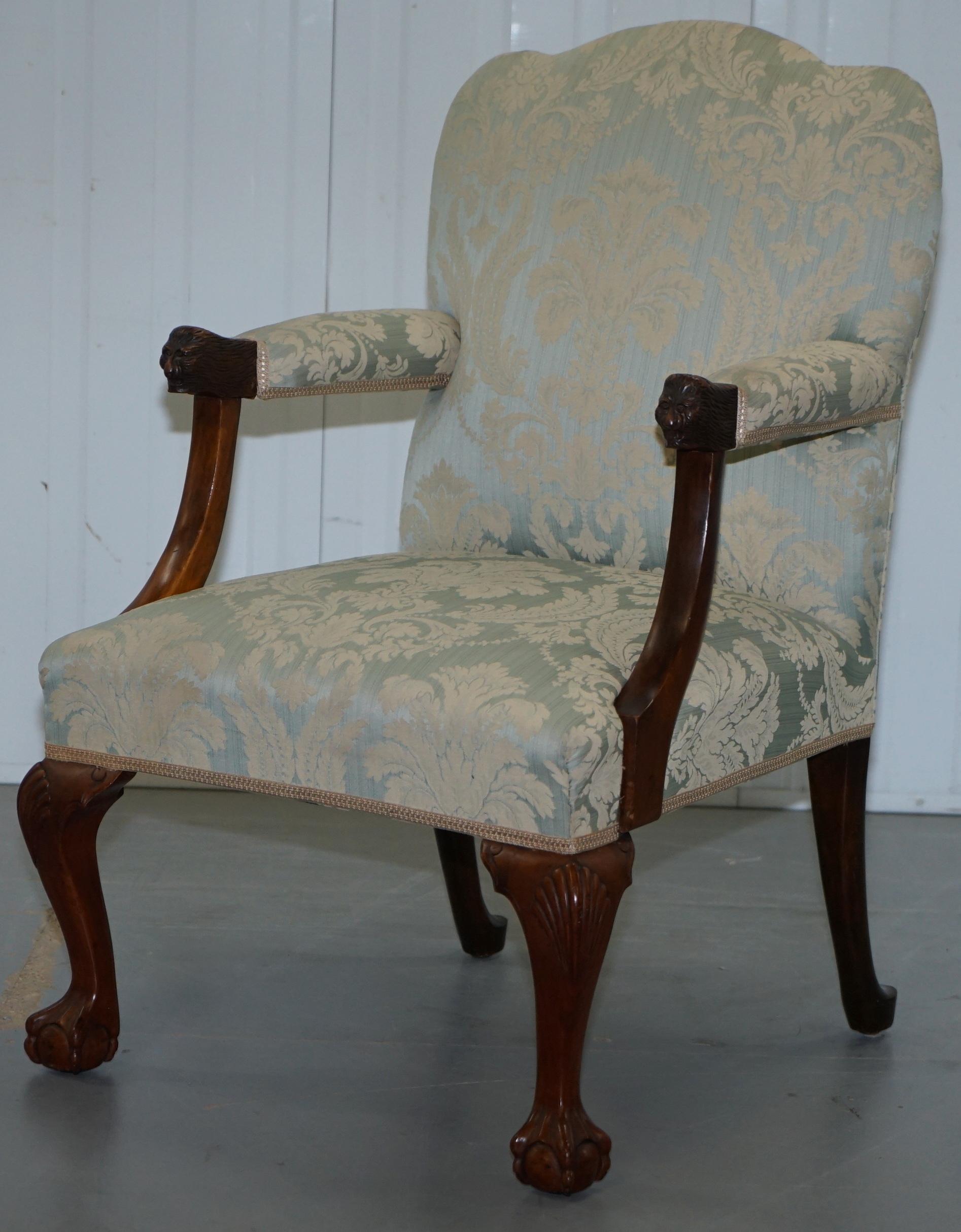 English Victorian Walnut Claw & Ball Gainsborough Armchair in the Georgian Irish Manor
