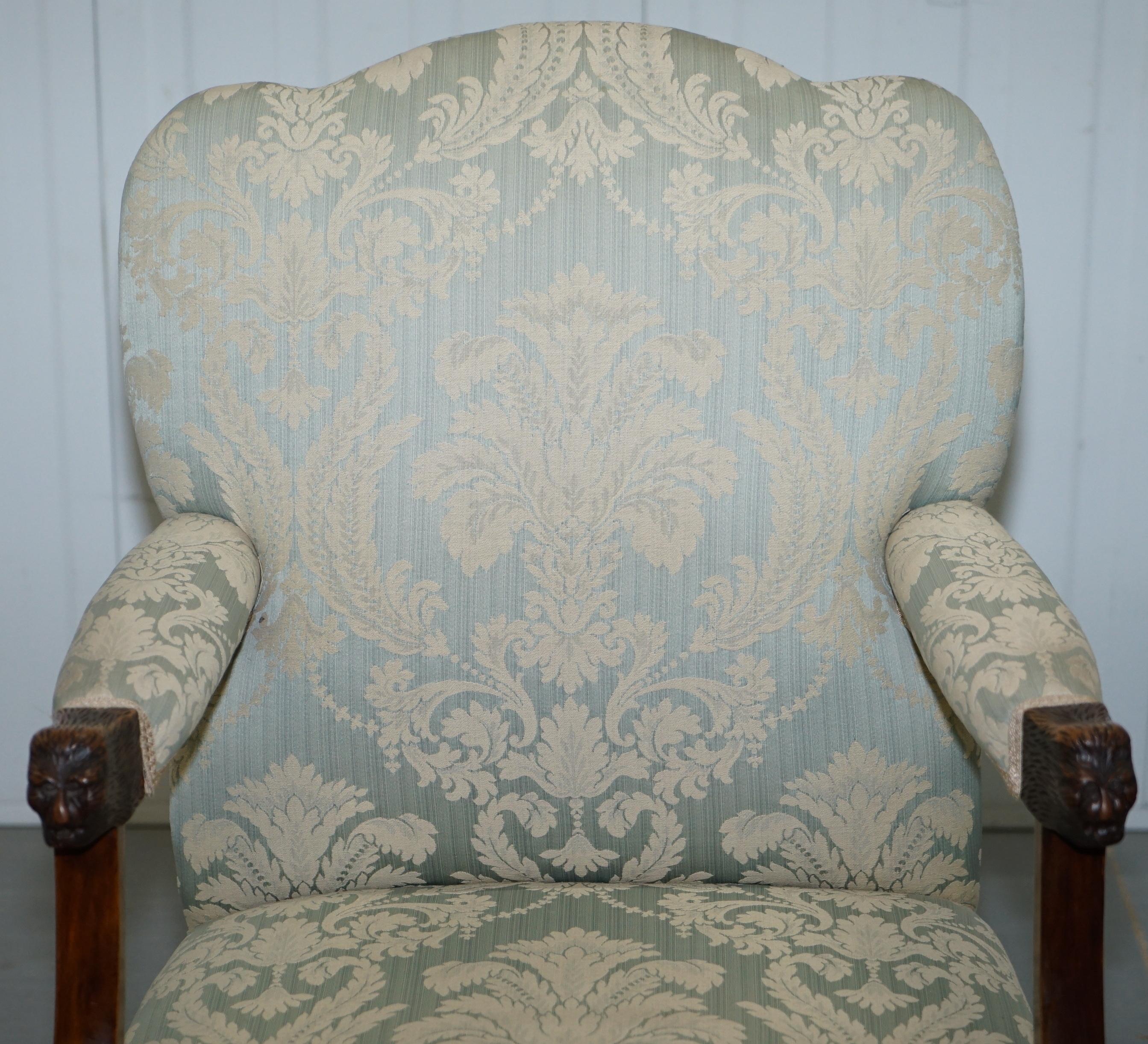 Hand-Crafted Victorian Walnut Claw & Ball Gainsborough Armchair in the Georgian Irish Manor