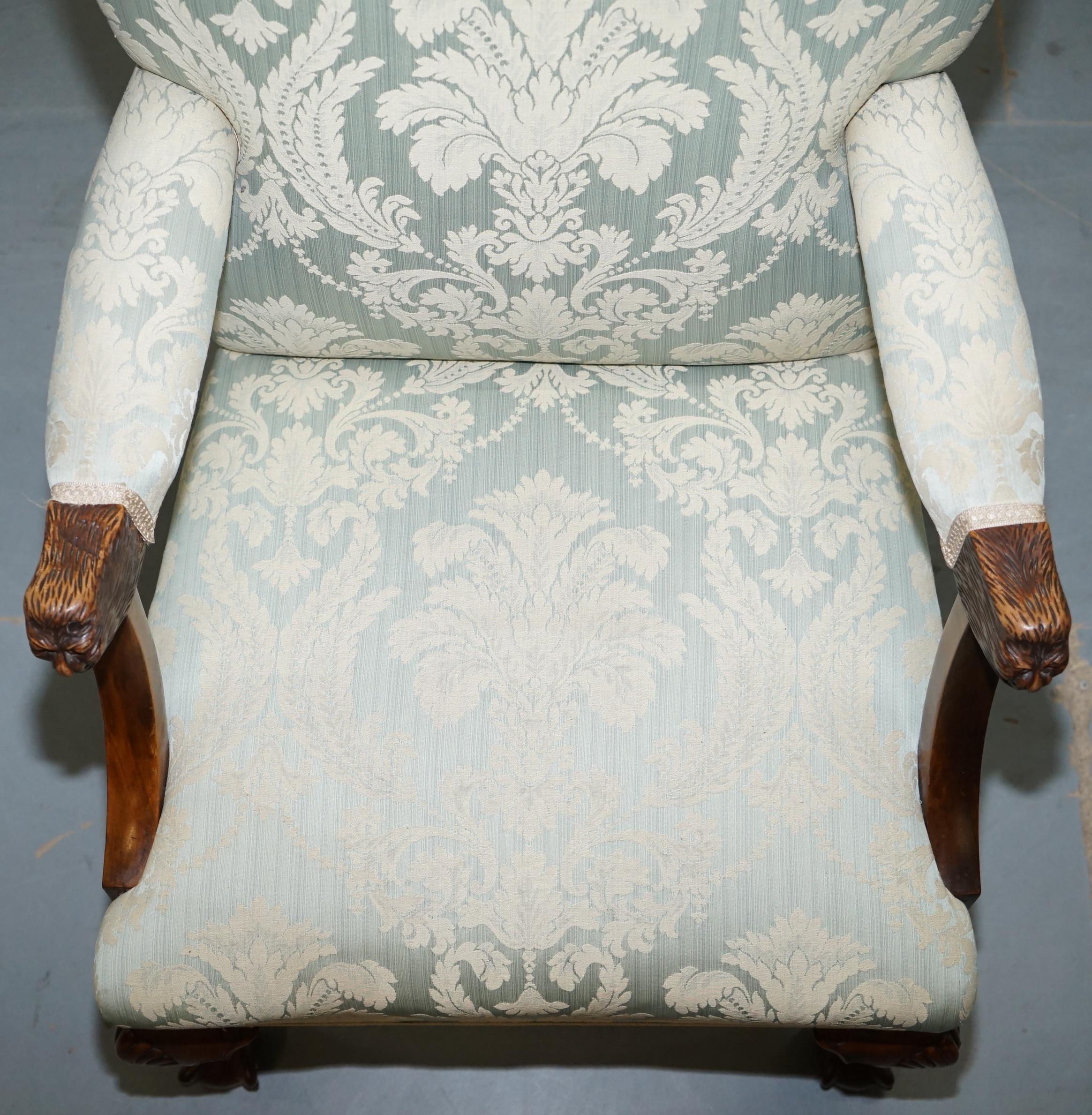 Late 19th Century Victorian Walnut Claw & Ball Gainsborough Armchair in the Georgian Irish Manor