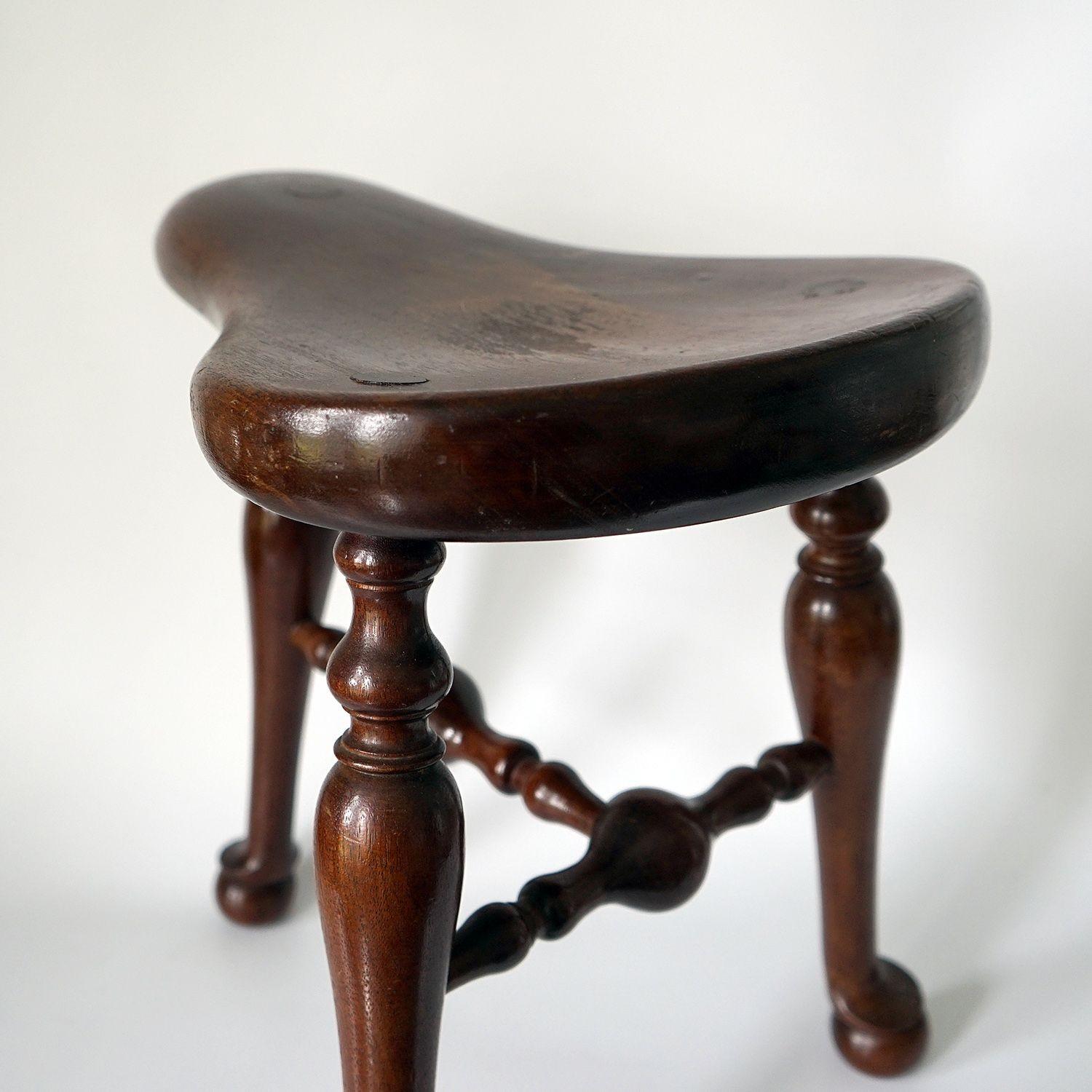 19th Century Antique Victorian Walnut Cockfighting Stool by Jas Shoolbred, 1893