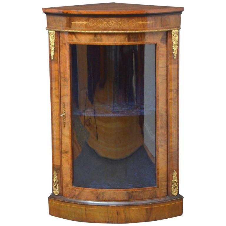 Victorian Walnut Corner Cabinet For Sale
