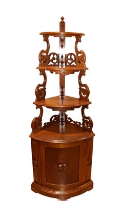 Antique Victorian Walnut Corner Shelf/Etagere
